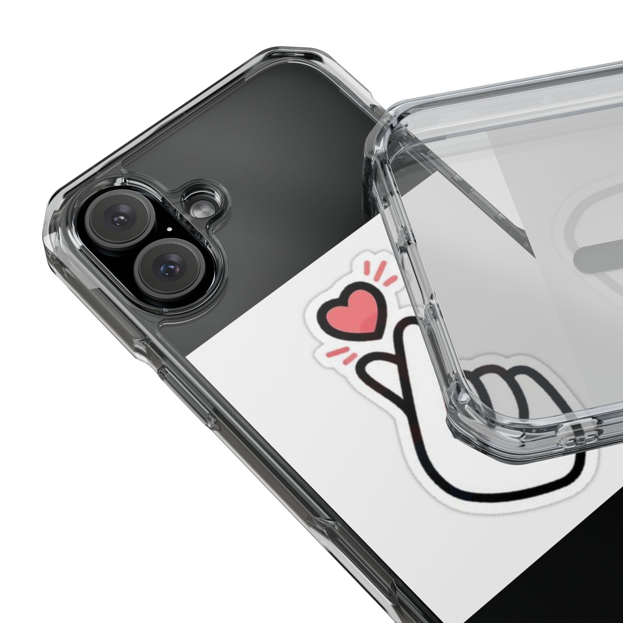 Magnetic Clear Phone Case - Heart Gesture Design
