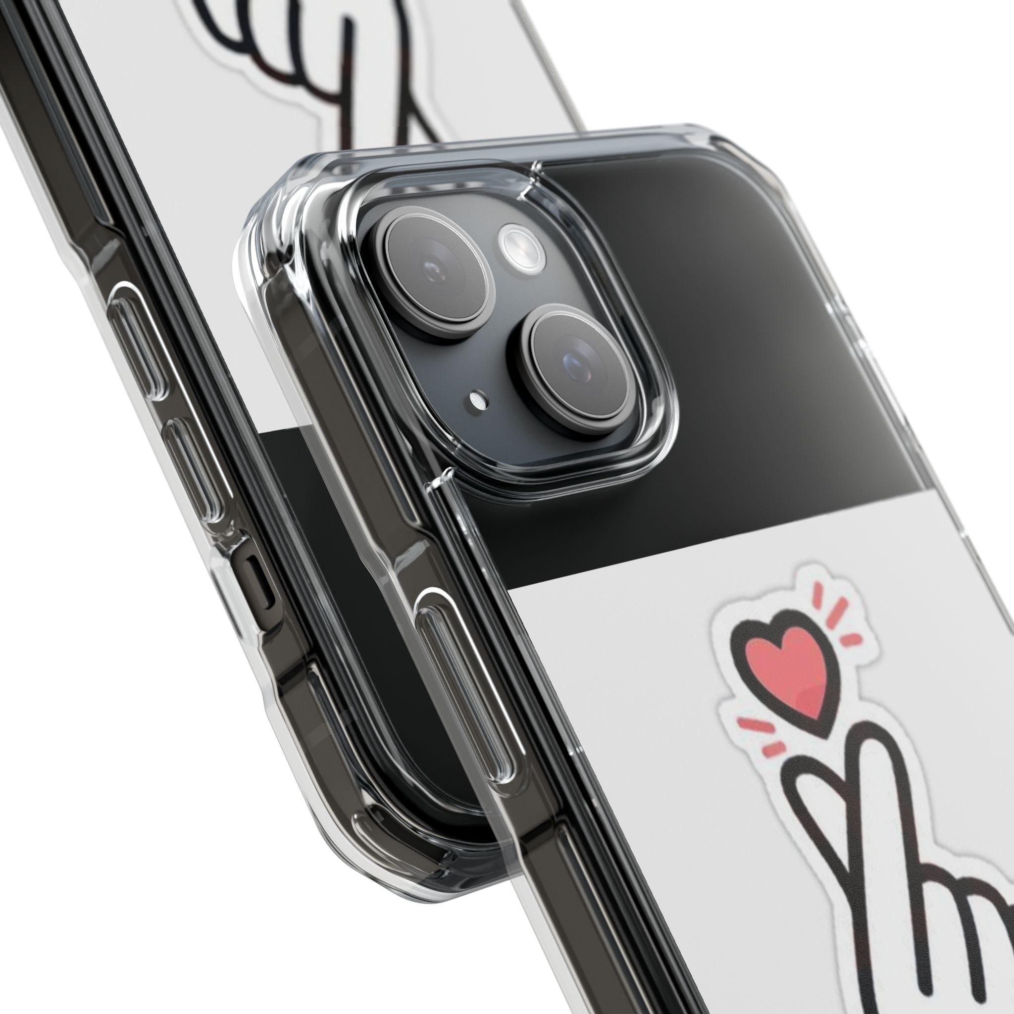 Magnetic Clear Phone Case - Heart Gesture Design