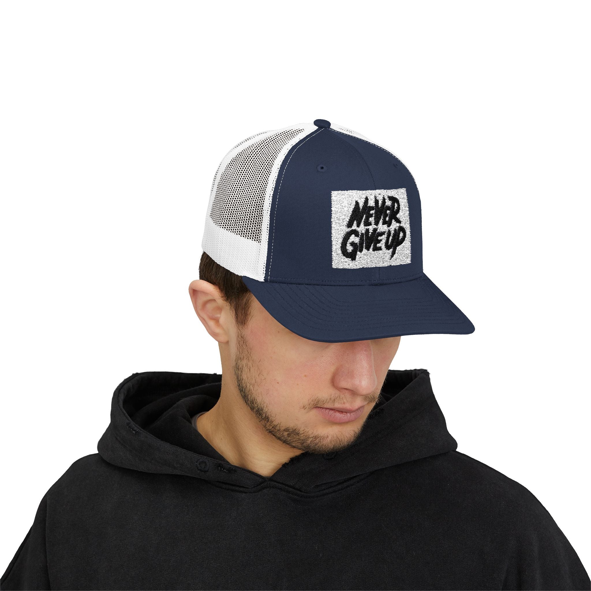 Never Give Up Snapback Trucker Cap - Motivational Hat for Everyday Inspiration
