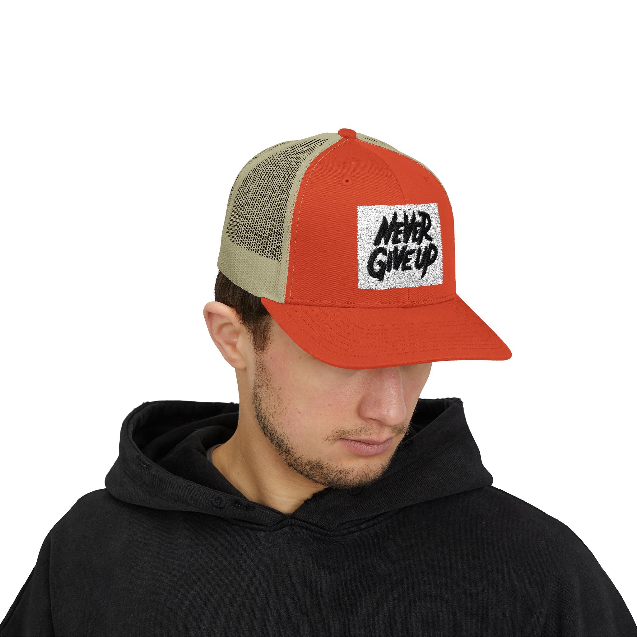 Never Give Up Snapback Trucker Cap - Motivational Hat for Everyday Inspiration