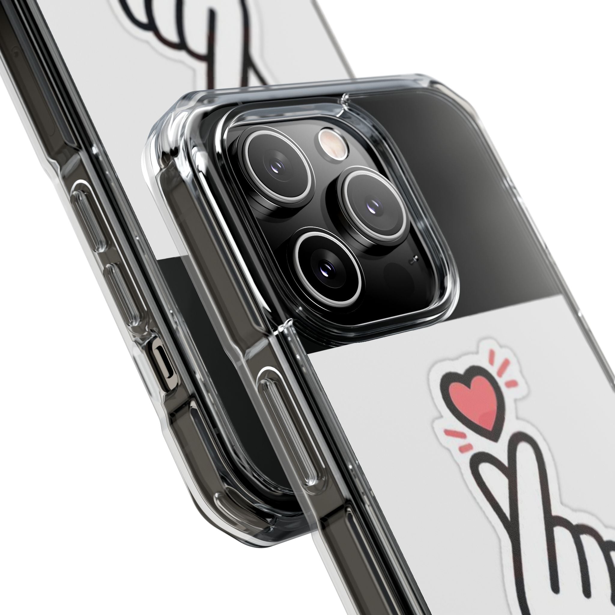 Magnetic Clear Phone Case - Heart Gesture Design