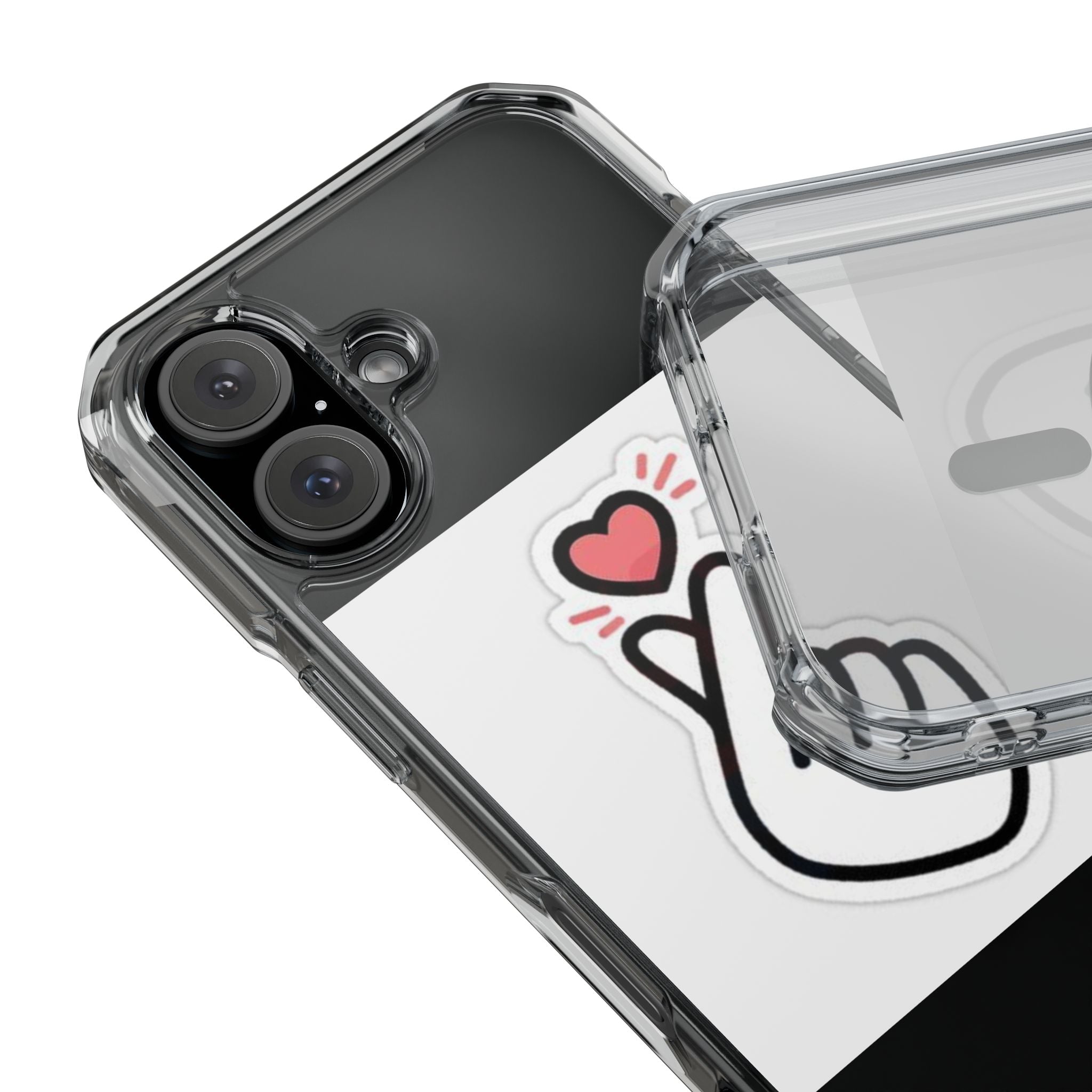 Magnetic Clear Phone Case - Heart Gesture Design