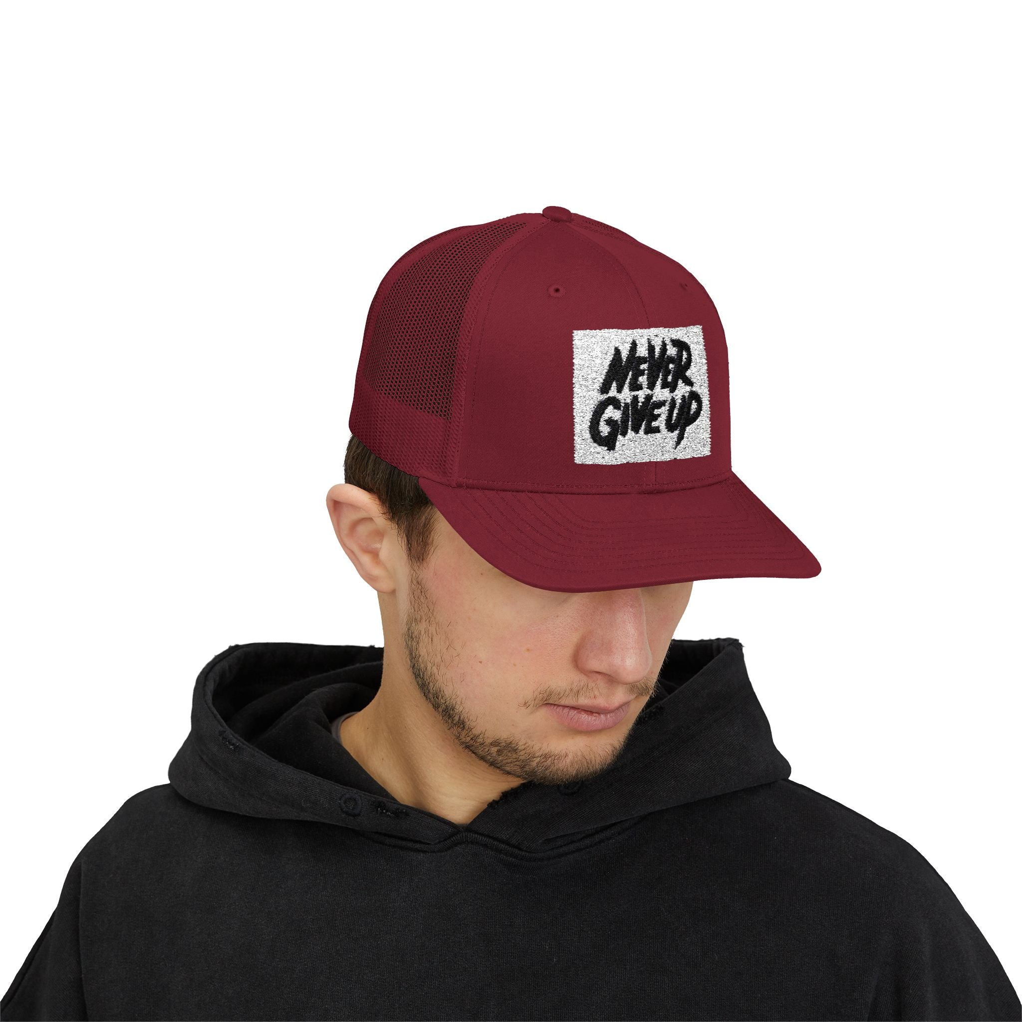Never Give Up Snapback Trucker Cap - Motivational Hat for Everyday Inspiration