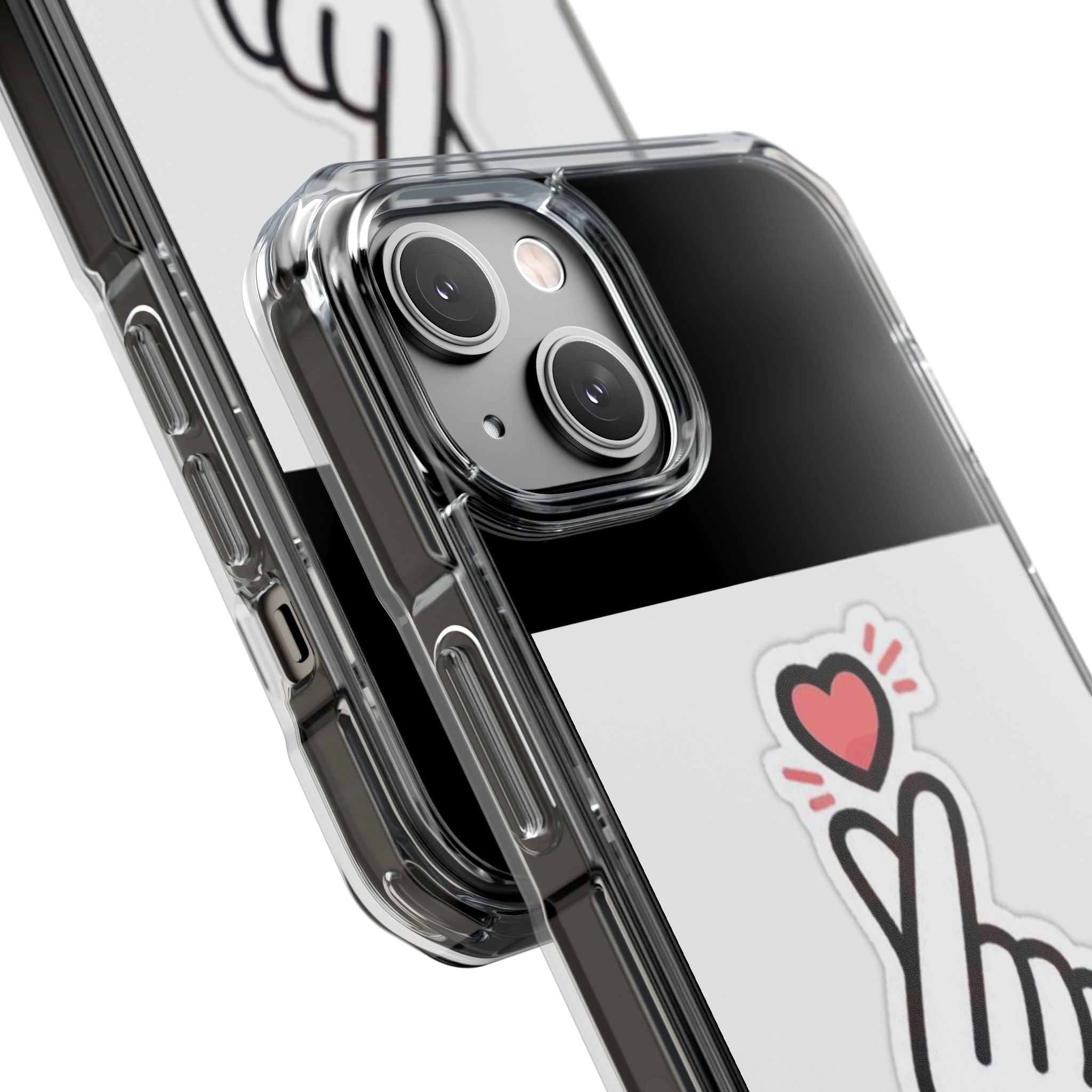 Magnetic Clear Phone Case - Heart Gesture Design