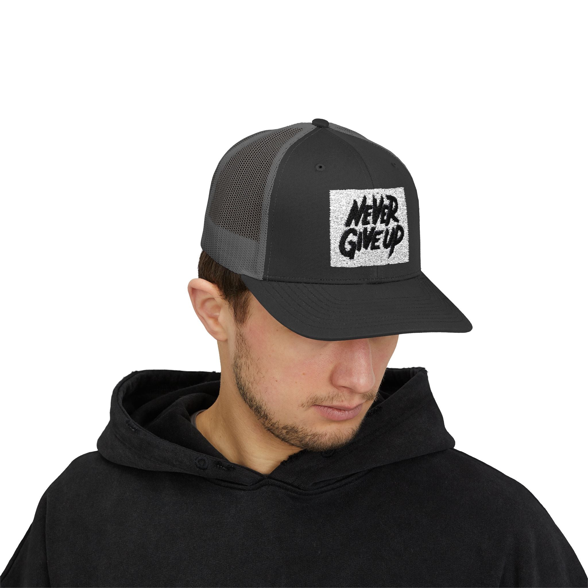Never Give Up Snapback Trucker Cap - Motivational Hat for Everyday Inspiration