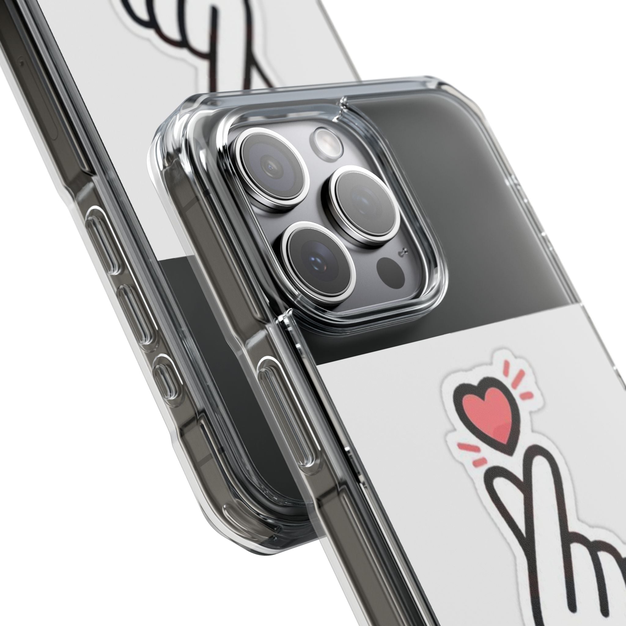 Magnetic Clear Phone Case - Heart Gesture Design