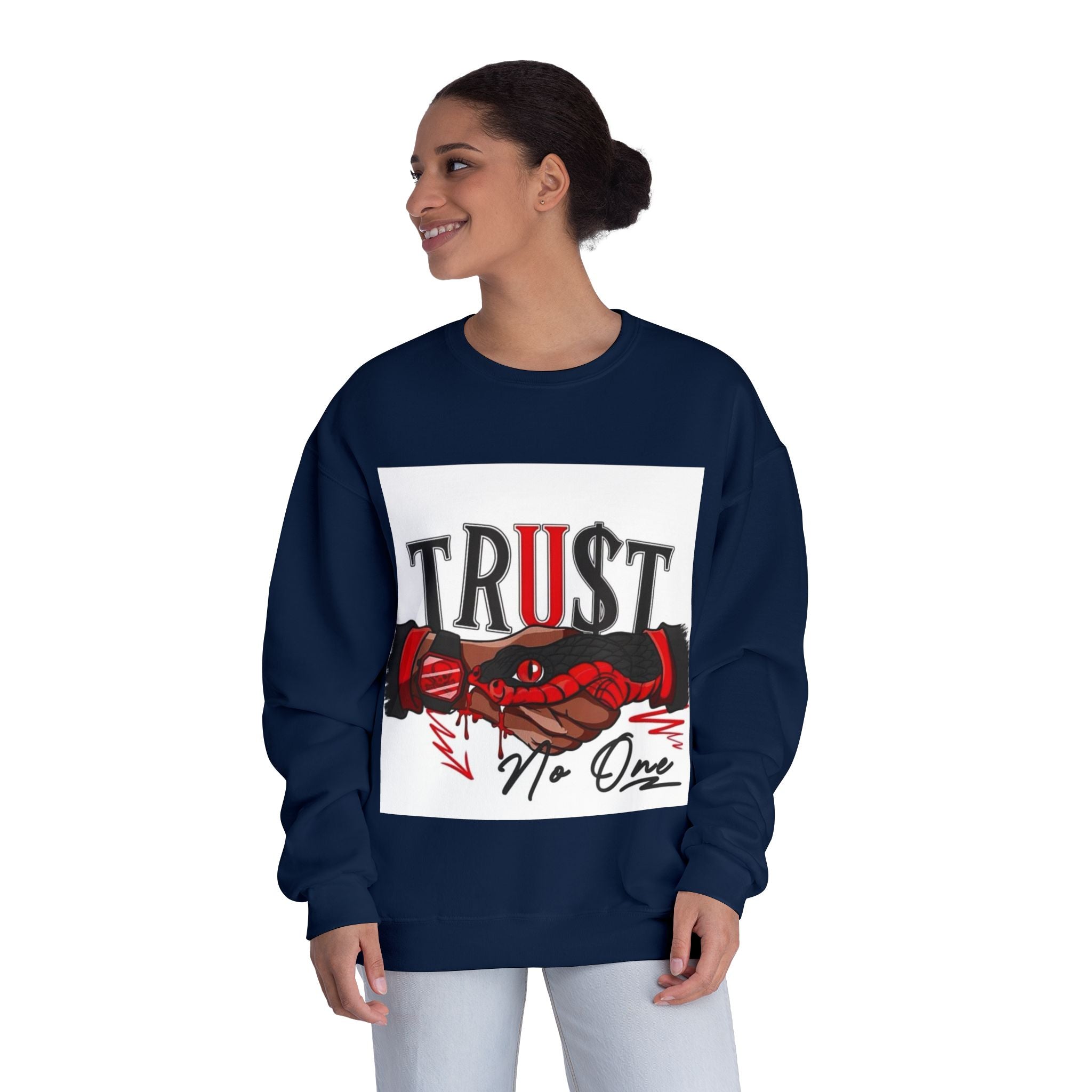 Trust No One Crewneck Sweatshirt - Unisex Graphic Pullover