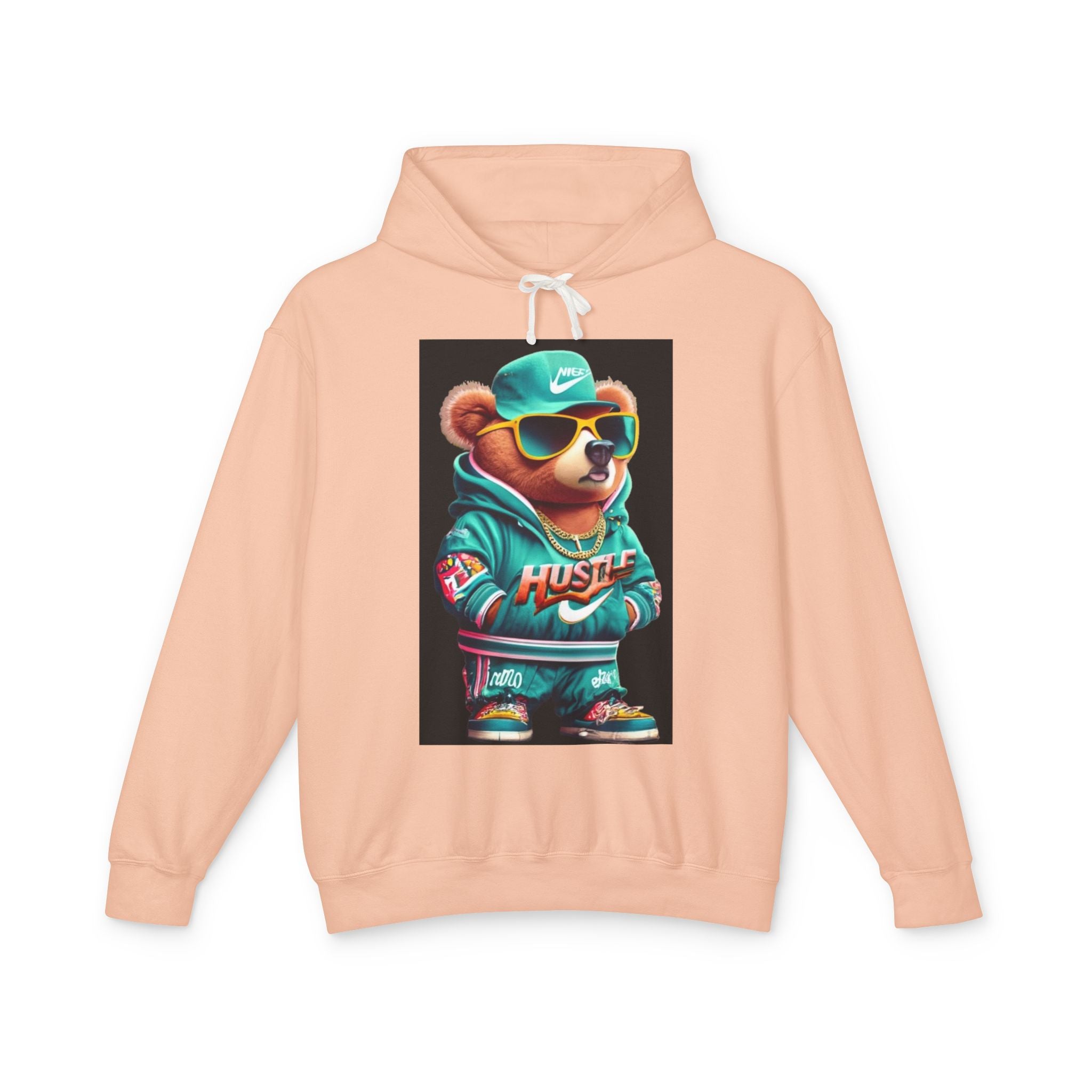 Hustle Bear Hoodie - Unisex Lightweight Sweatshirt, Perfect for Casual Wear, Gifts for Motivators, Birthday Attire, Streetwear Fashion