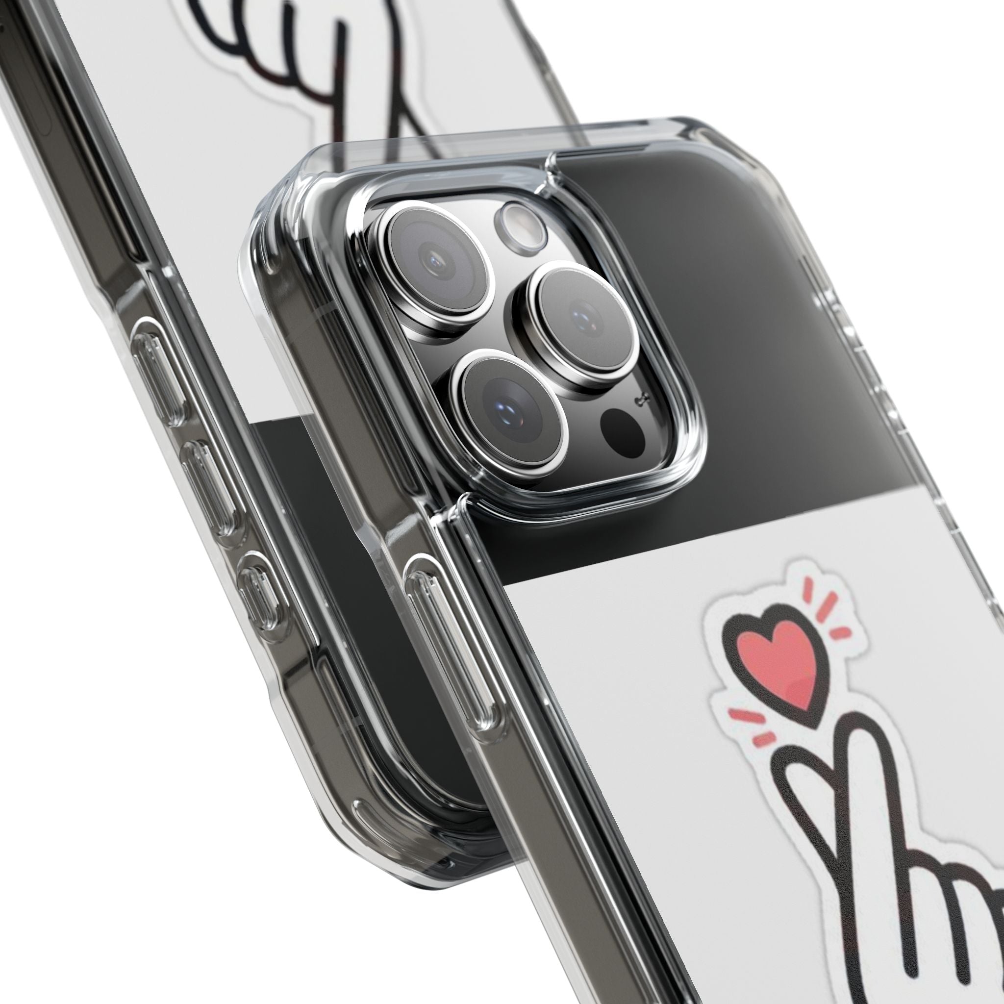 Magnetic Clear Phone Case - Heart Gesture Design