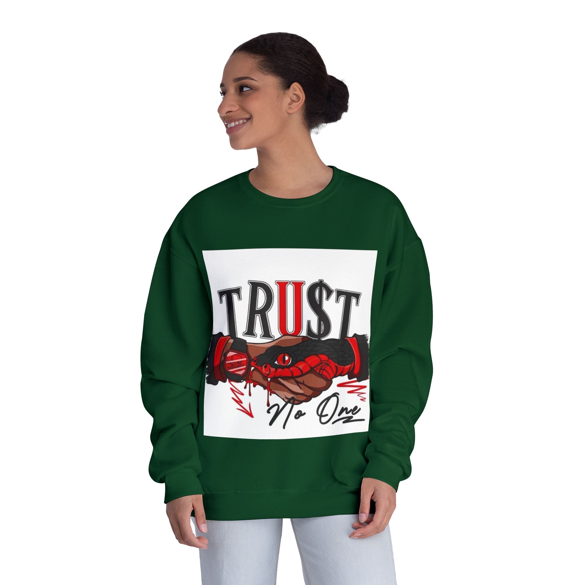Trust No One Crewneck Sweatshirt - Unisex Graphic Pullover