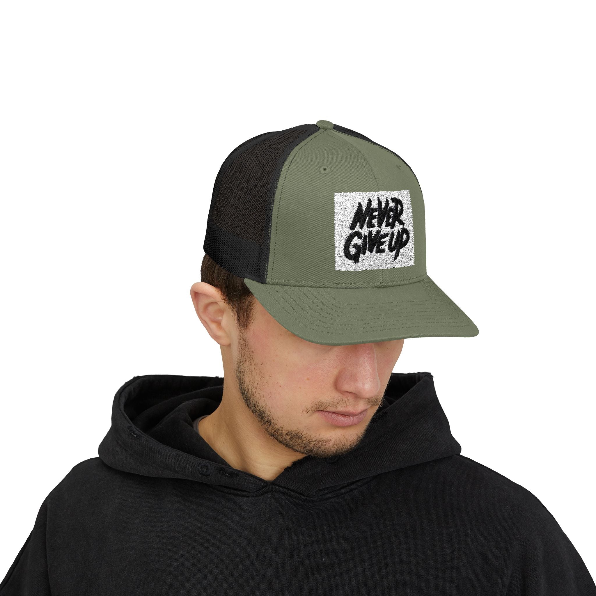 Never Give Up Snapback Trucker Cap - Motivational Hat for Everyday Inspiration