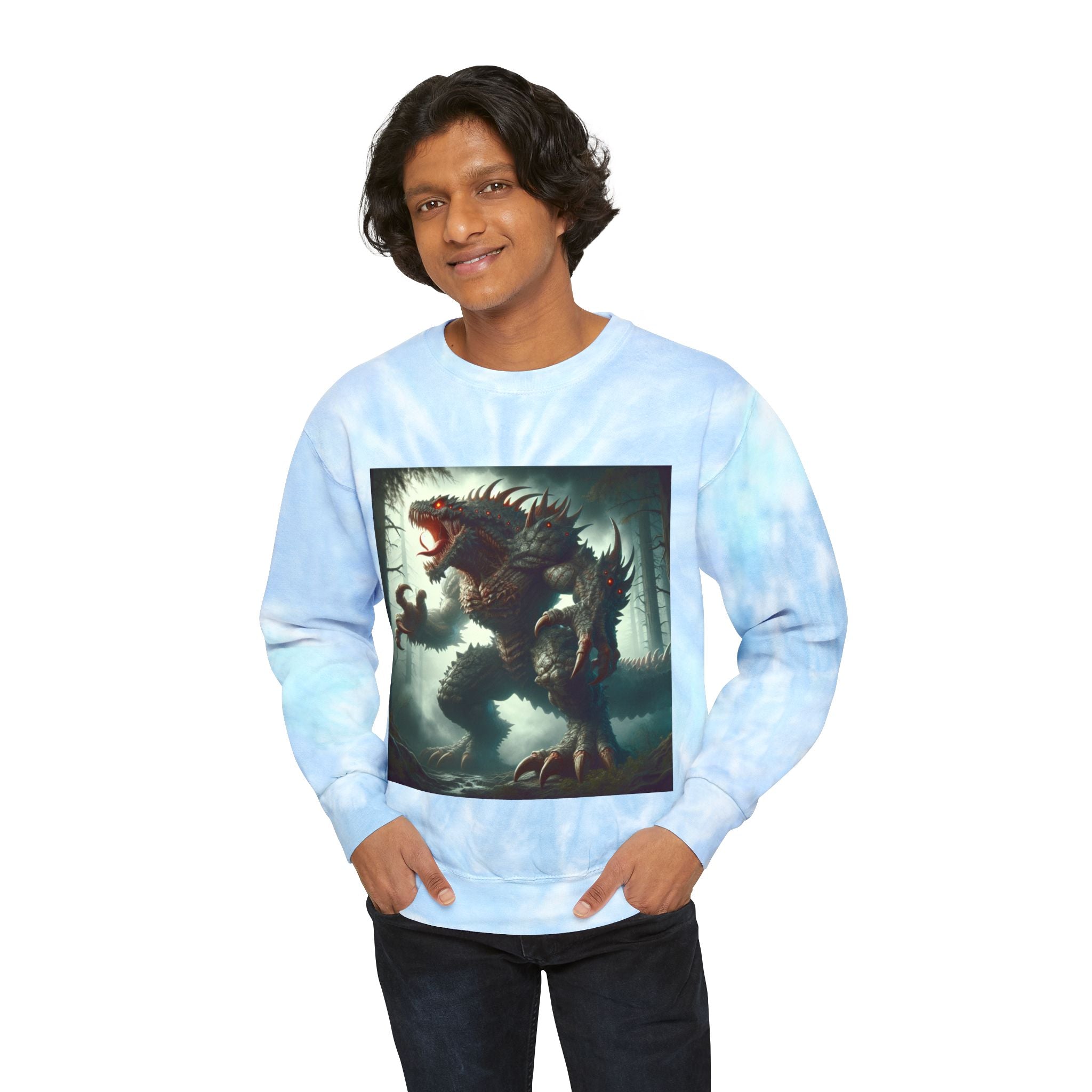 Unisex Tie-Dye Sweatshirt with Creature Design - Perfect for Casual Outings and Gift Giving