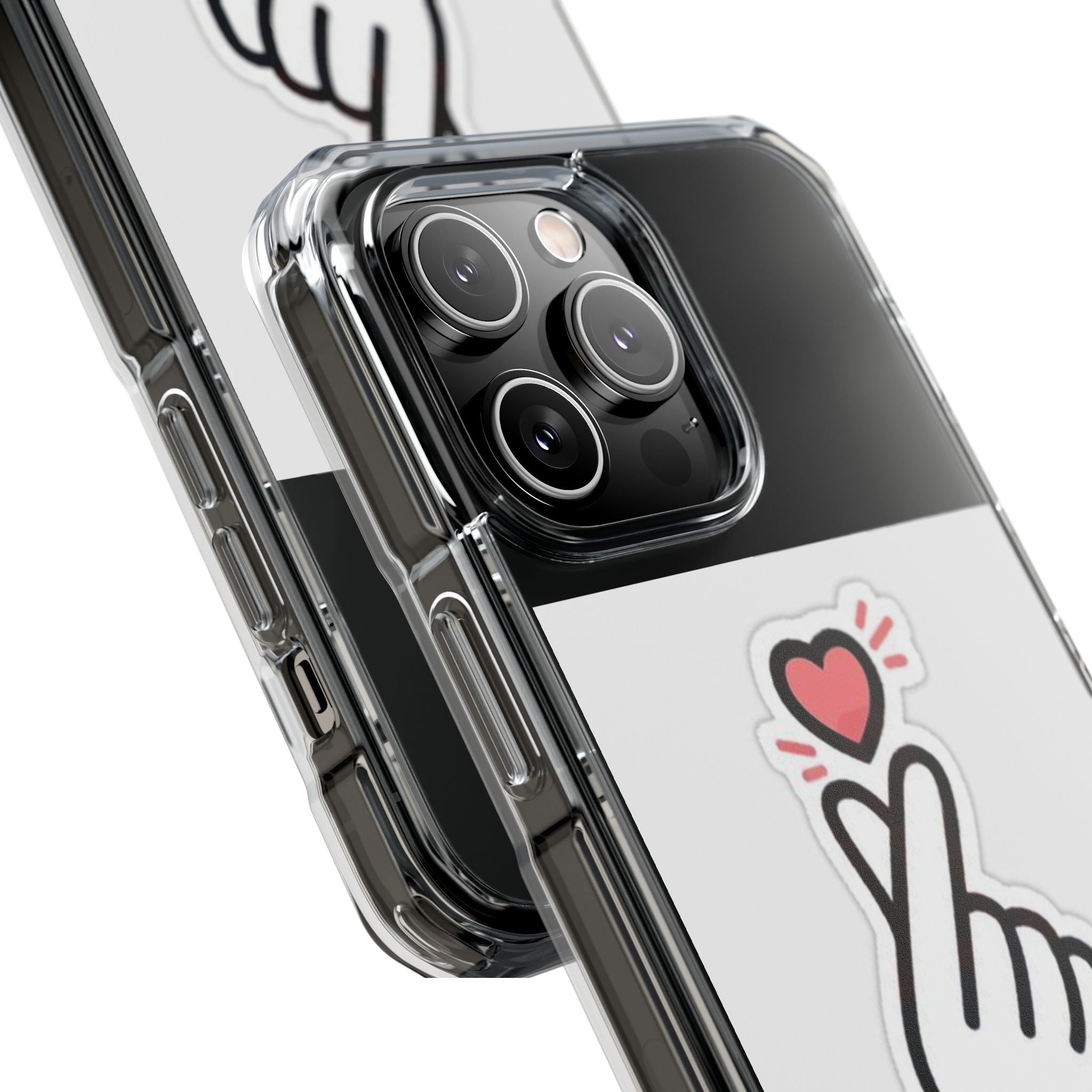 Magnetic Clear Phone Case - Heart Gesture Design