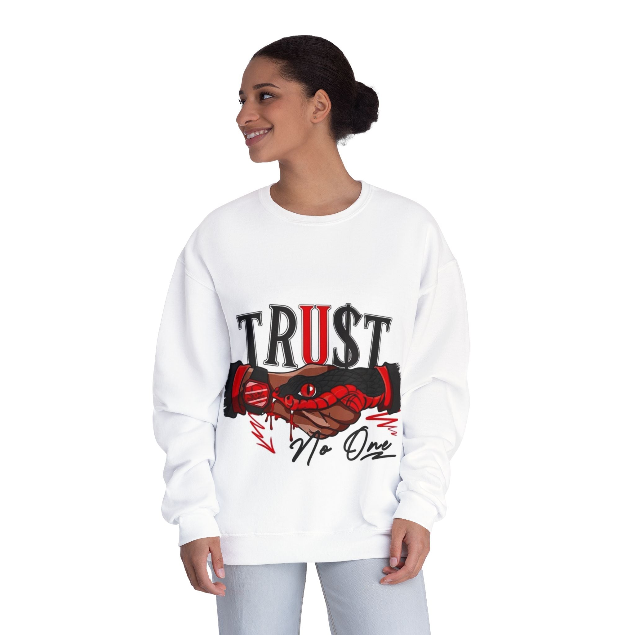 Trust No One Crewneck Sweatshirt - Unisex Graphic Pullover