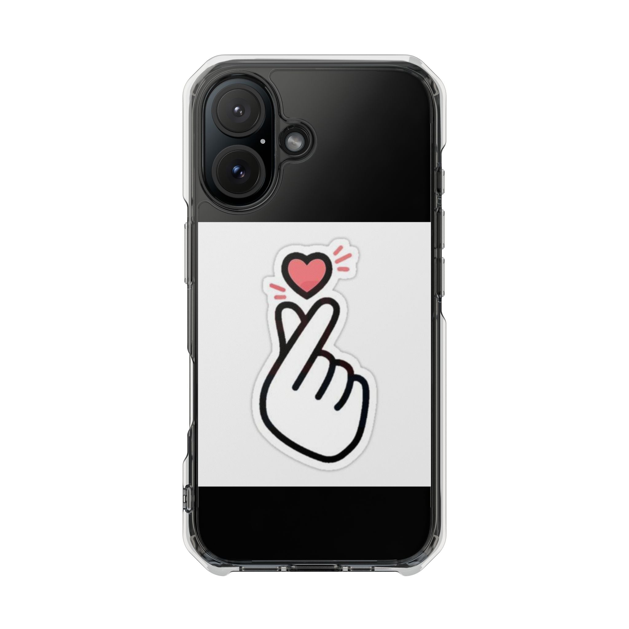 Magnetic Clear Phone Case - Heart Gesture Design