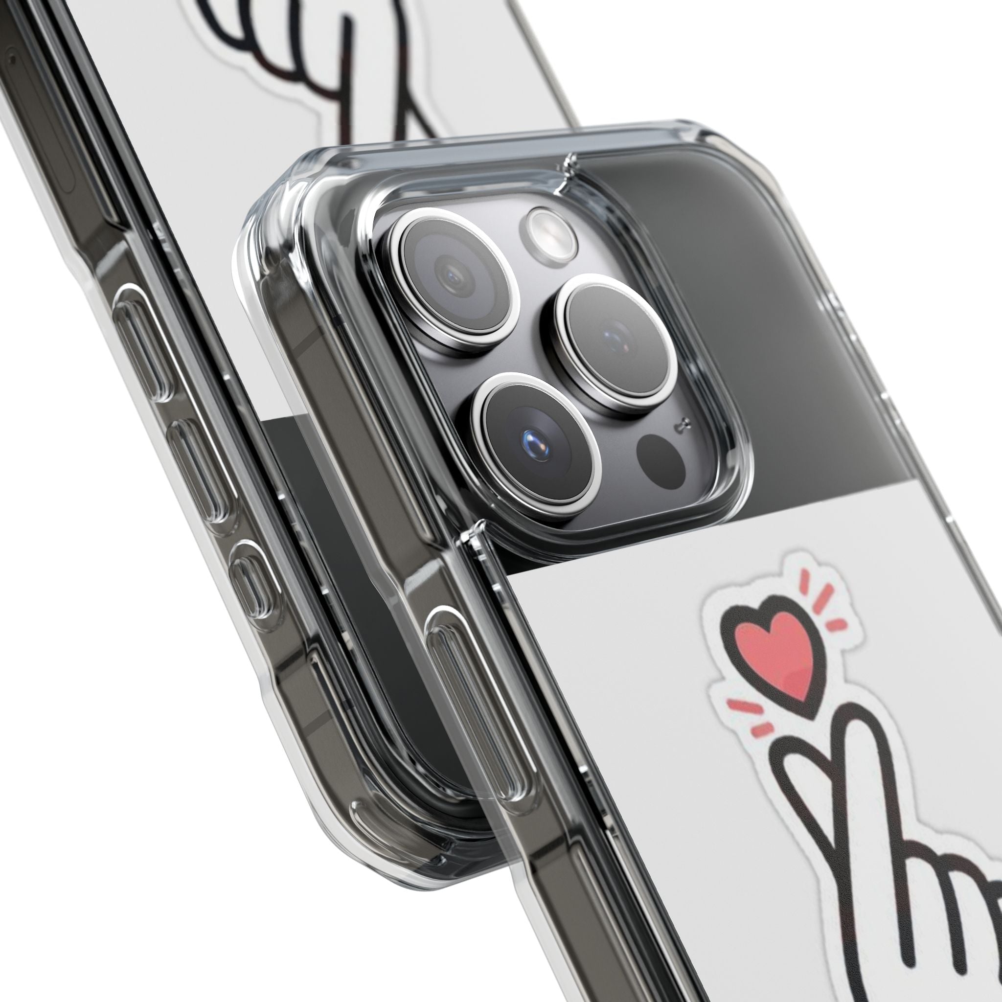 Magnetic Clear Phone Case - Heart Gesture Design