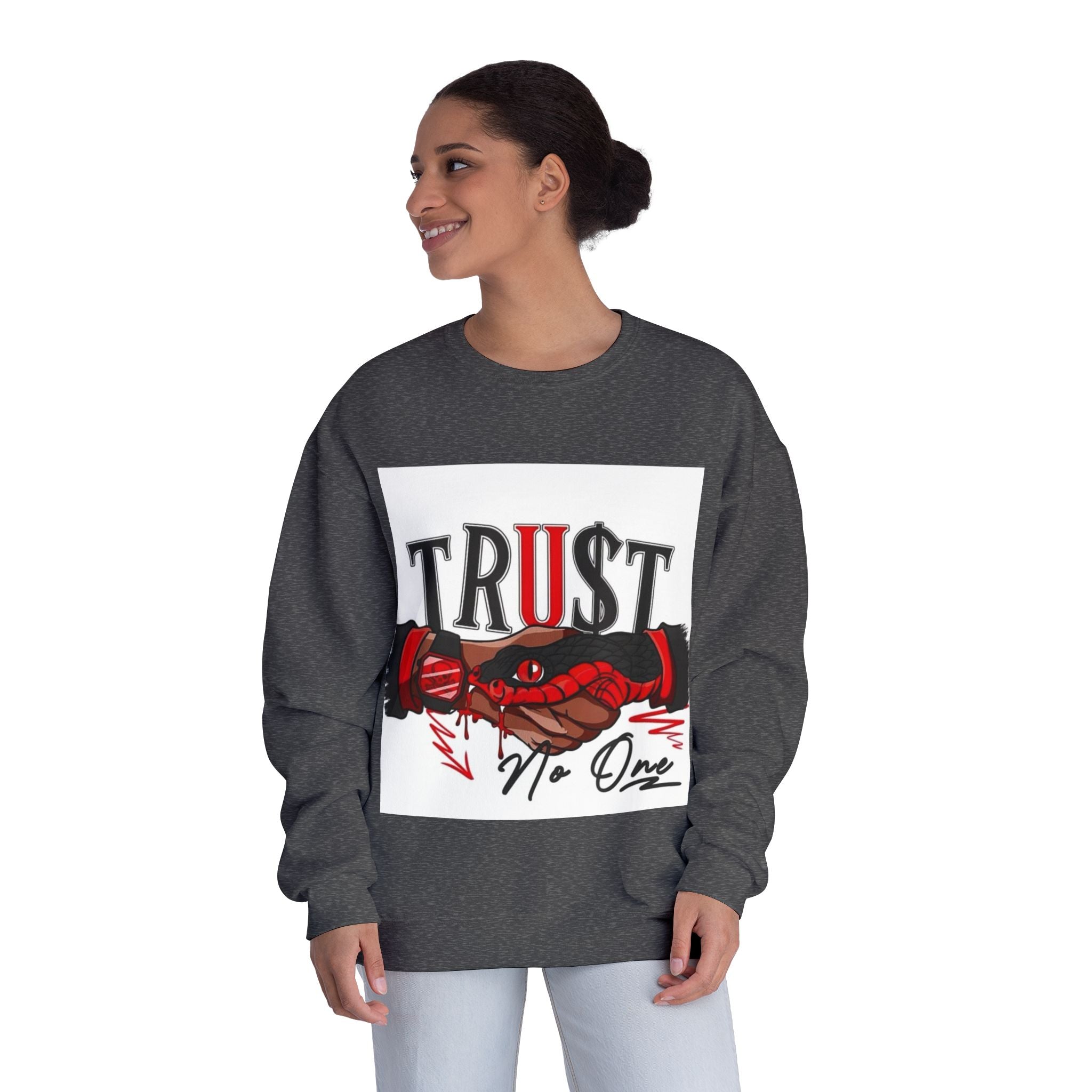 Trust No One Crewneck Sweatshirt - Unisex Graphic Pullover