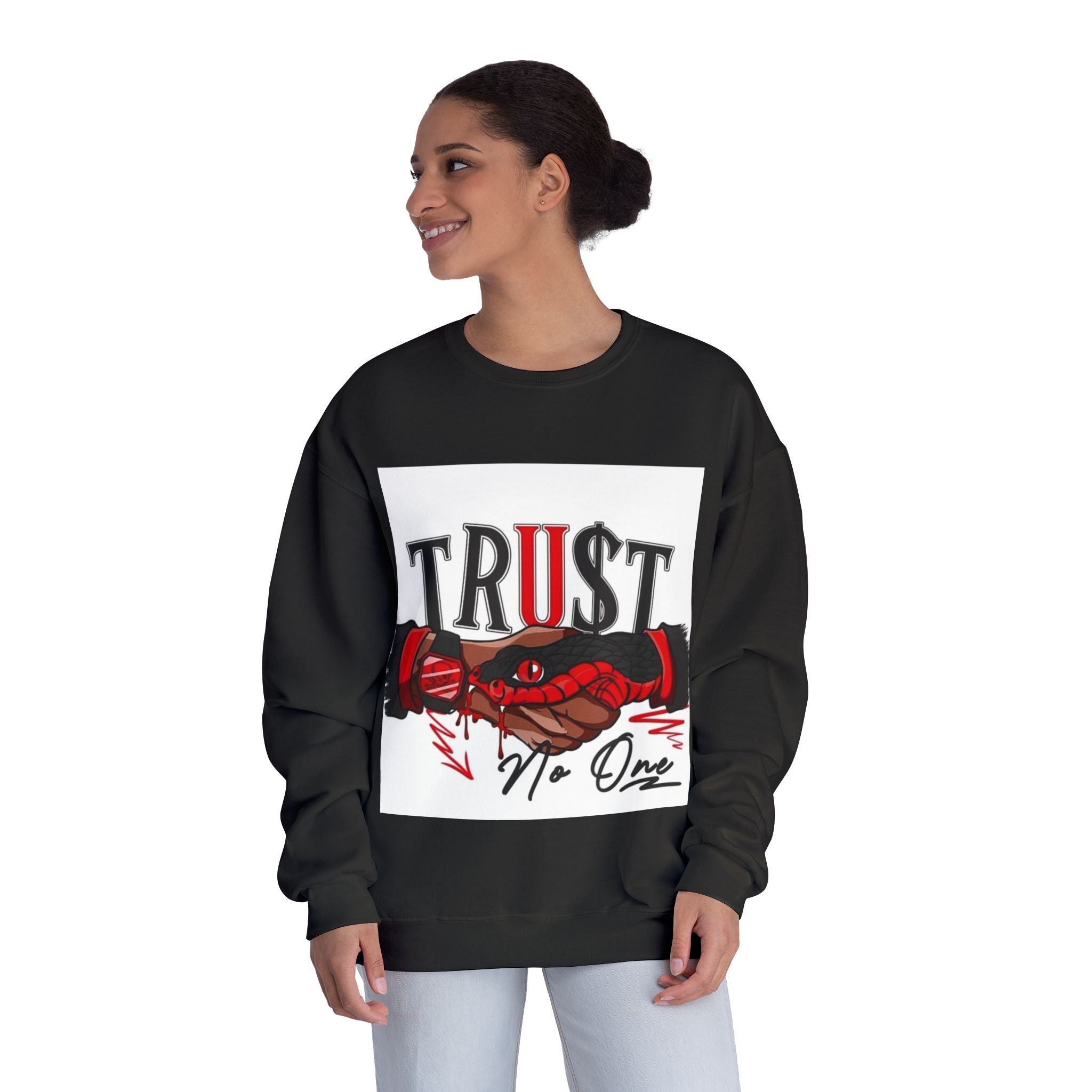 Trust No One Crewneck Sweatshirt - Unisex Graphic Pullover