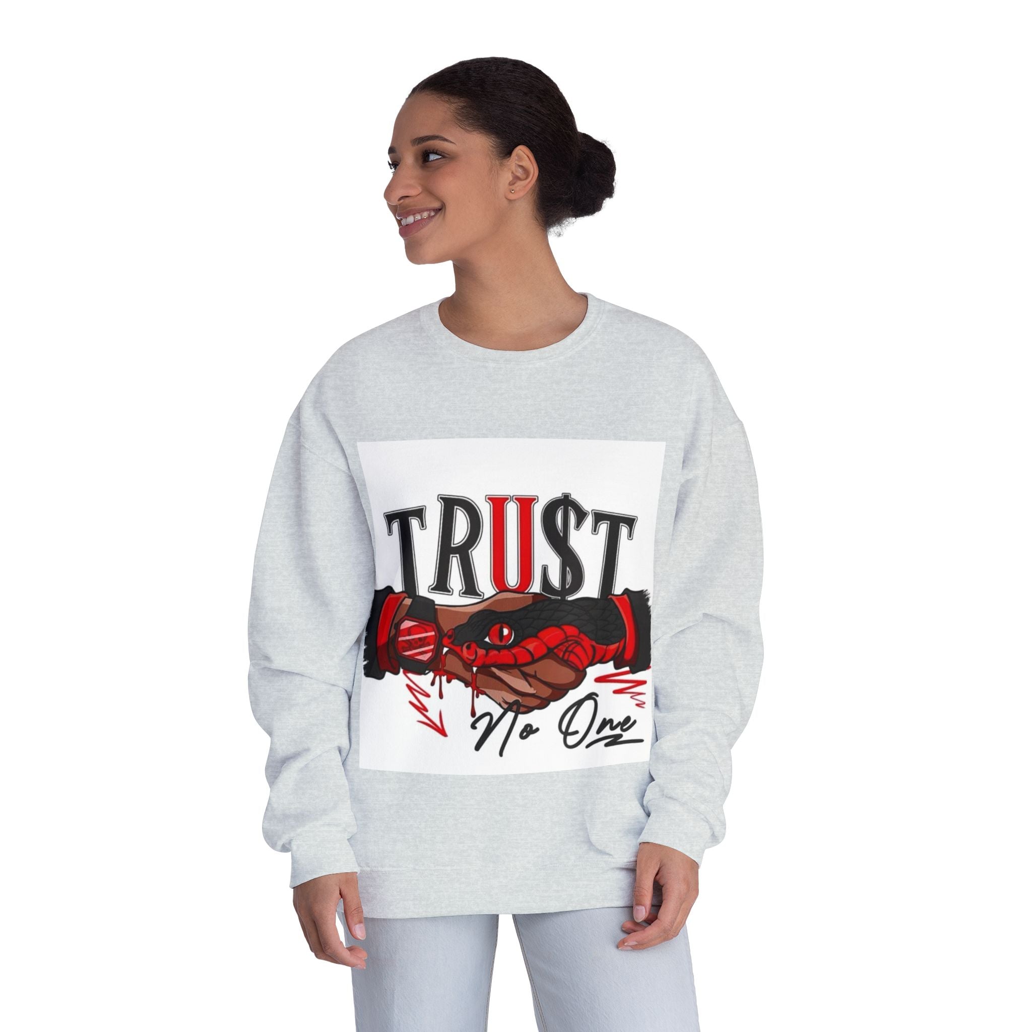 Trust No One Crewneck Sweatshirt - Unisex Graphic Pullover