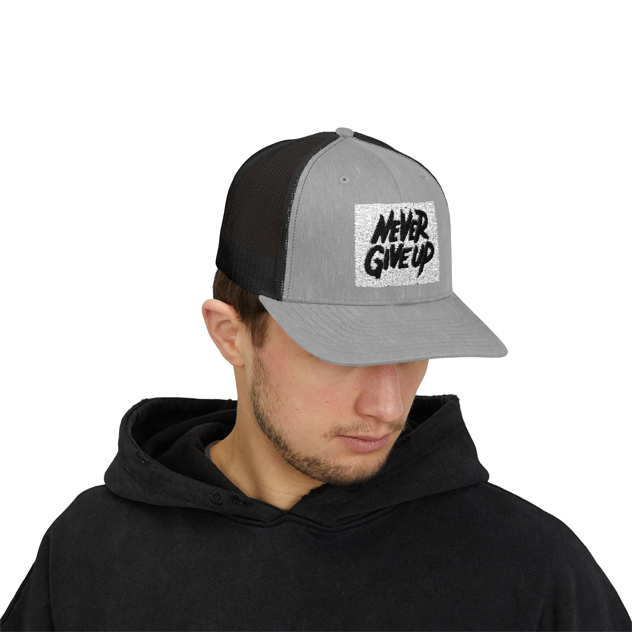 Never Give Up Snapback Trucker Cap - Motivational Hat for Everyday Inspiration