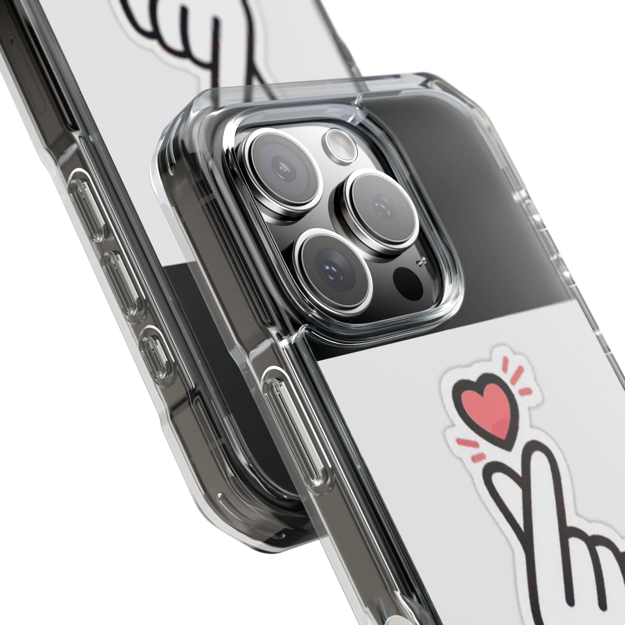 Magnetic Clear Phone Case - Heart Gesture Design