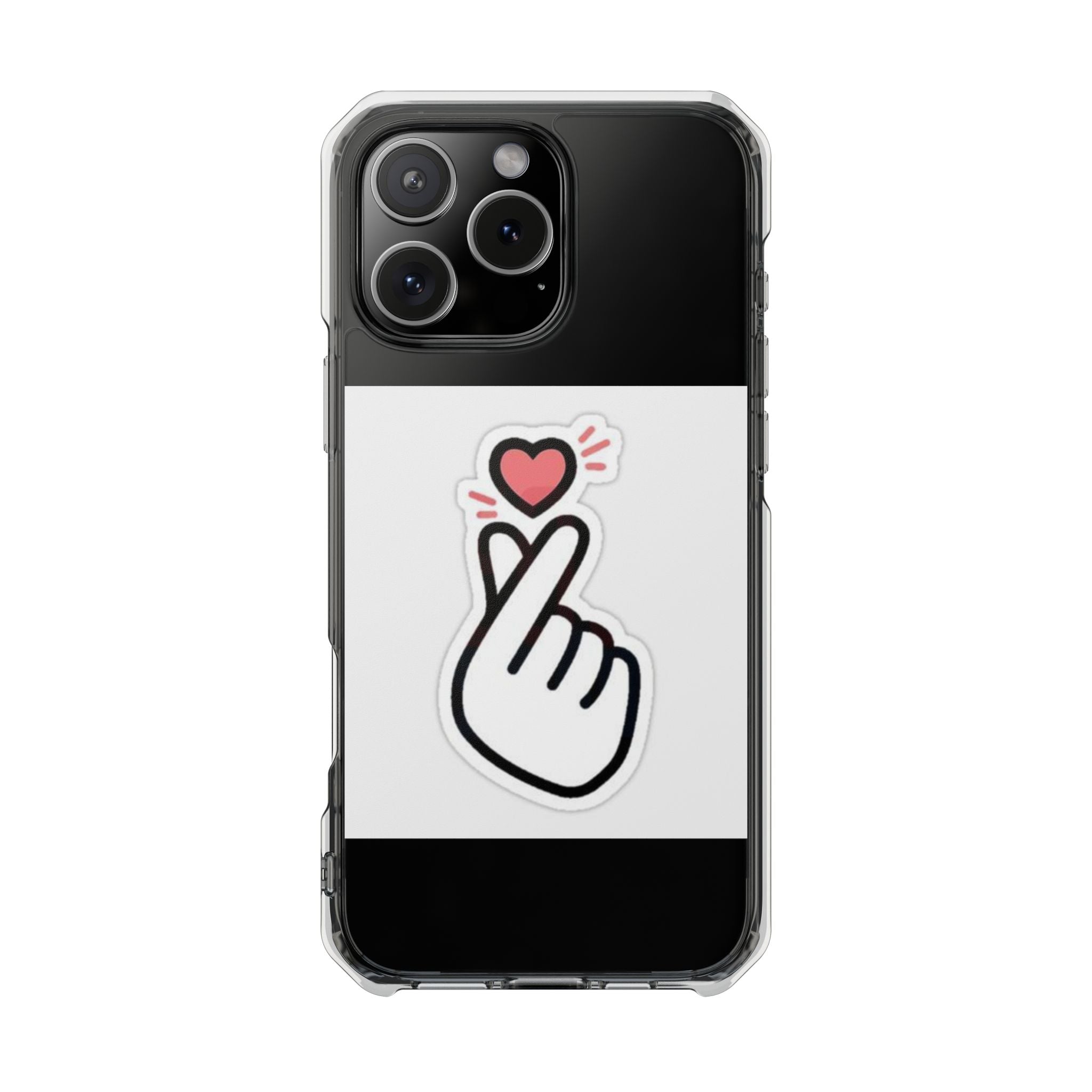 Magnetic Clear Phone Case - Heart Gesture Design