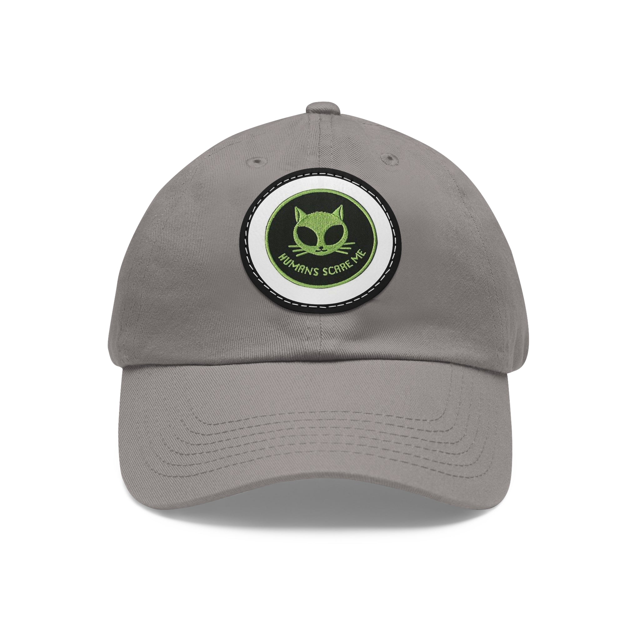 Humans Scare Me Dad Hat - Round Leather Patch Cap for Cat Lovers