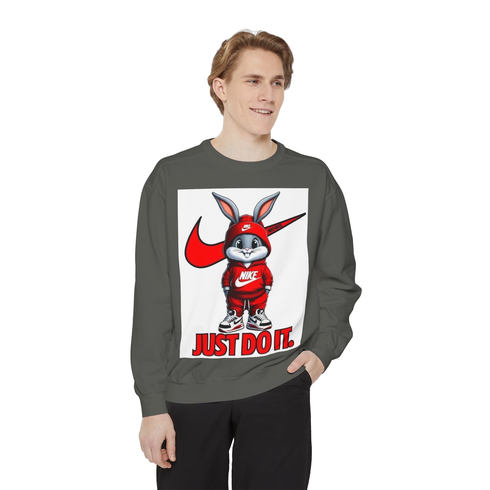 Trendy Cartoon Bunny Sweatshirt - Just Do It!
