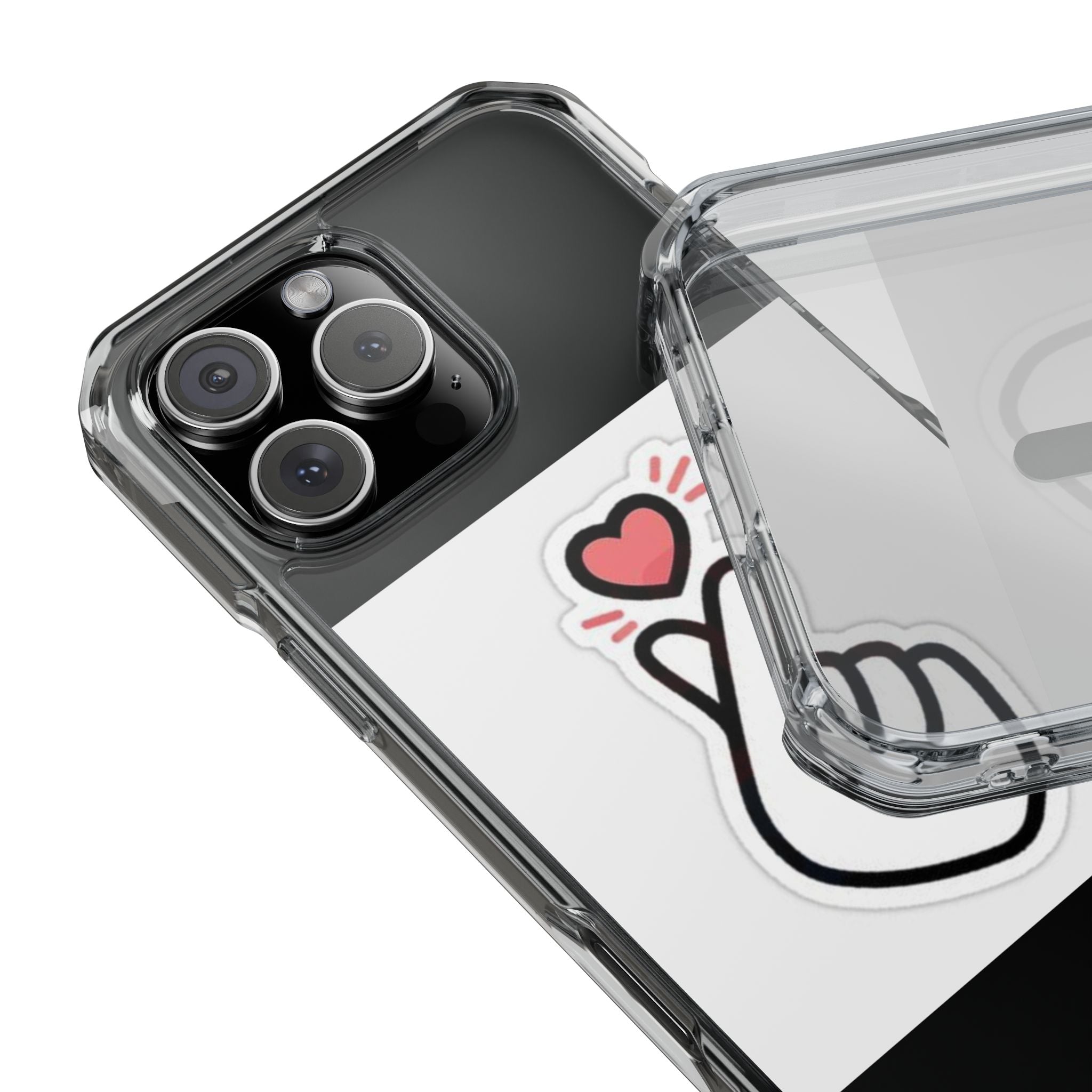 Magnetic Clear Phone Case - Heart Gesture Design