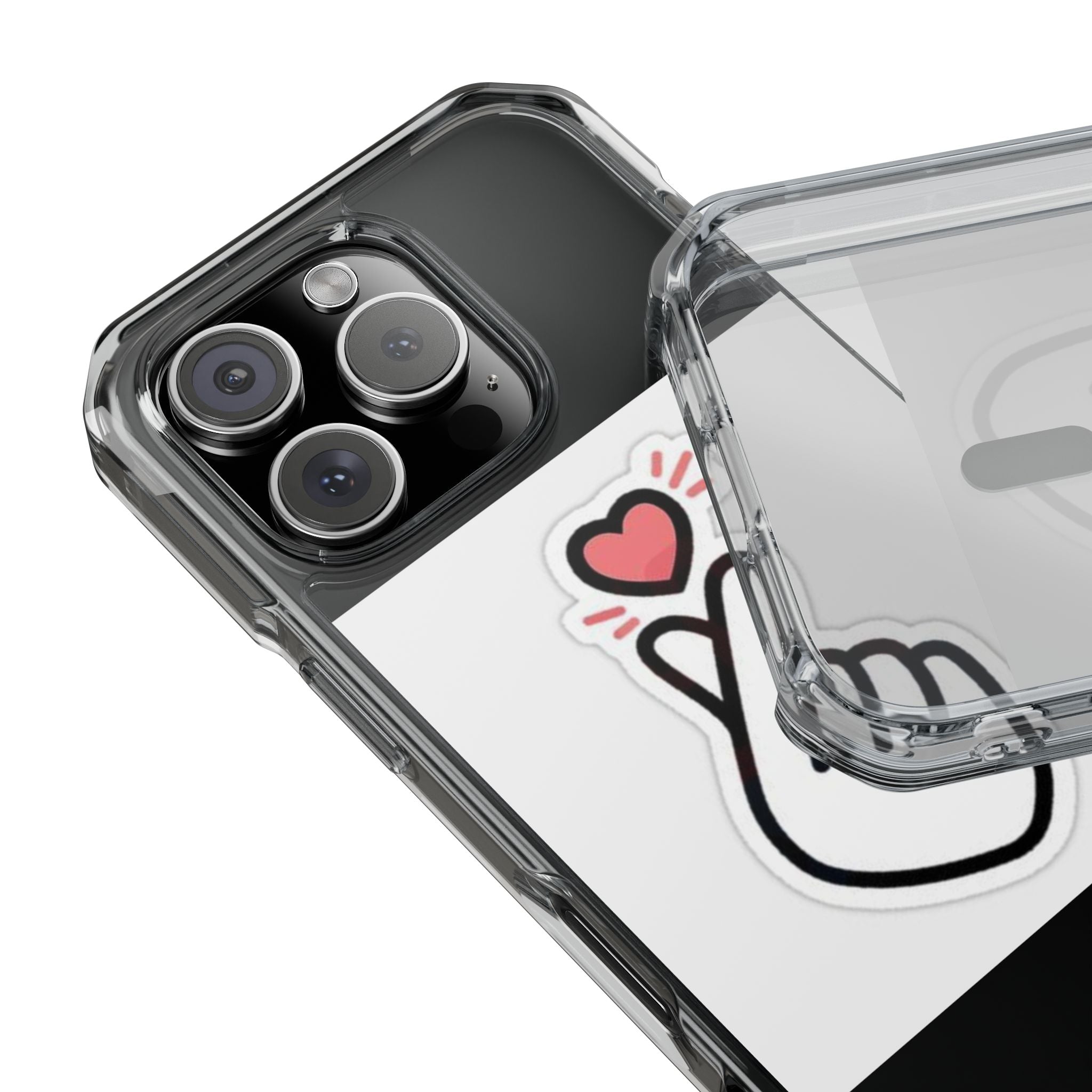Magnetic Clear Phone Case - Heart Gesture Design