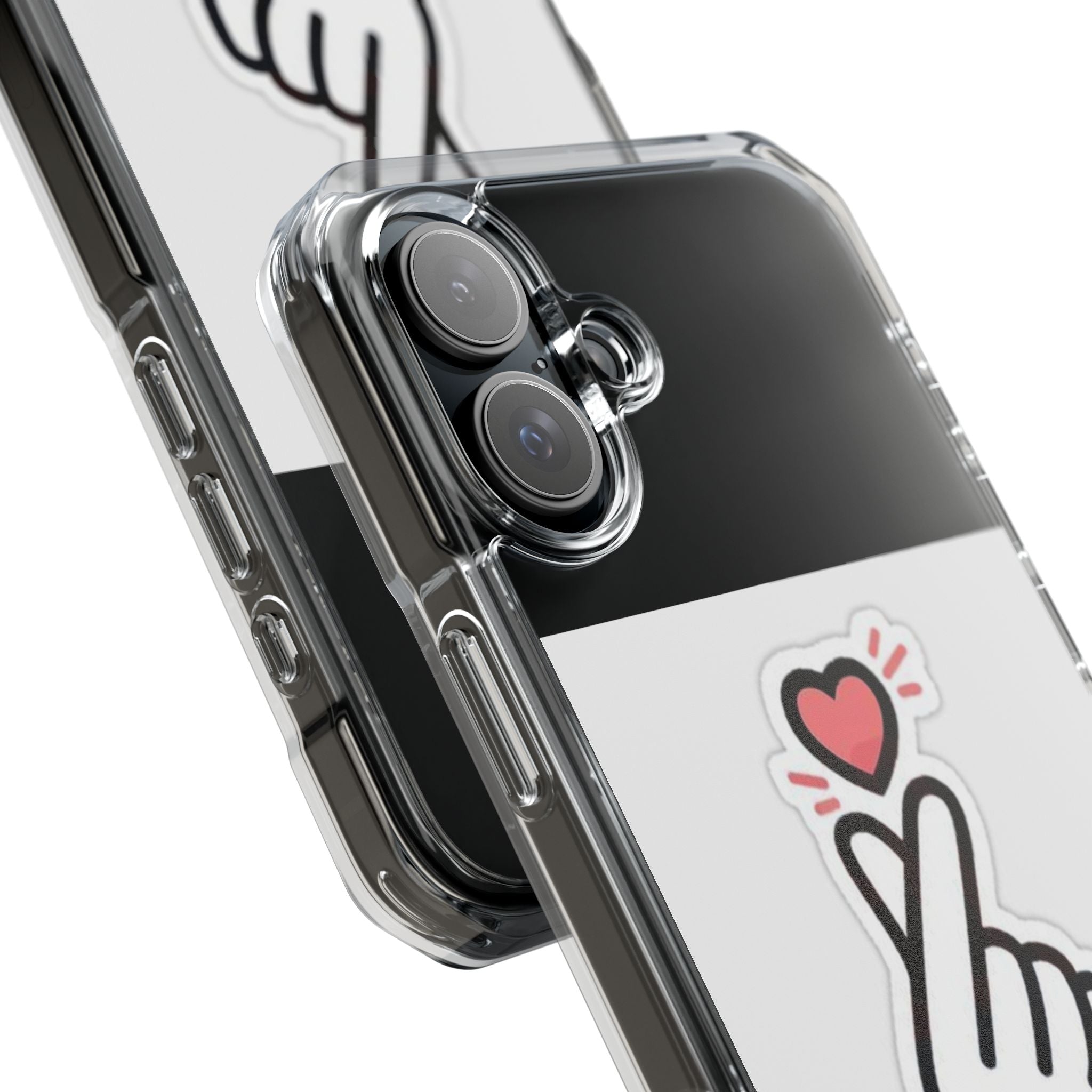 Magnetic Clear Phone Case - Heart Gesture Design