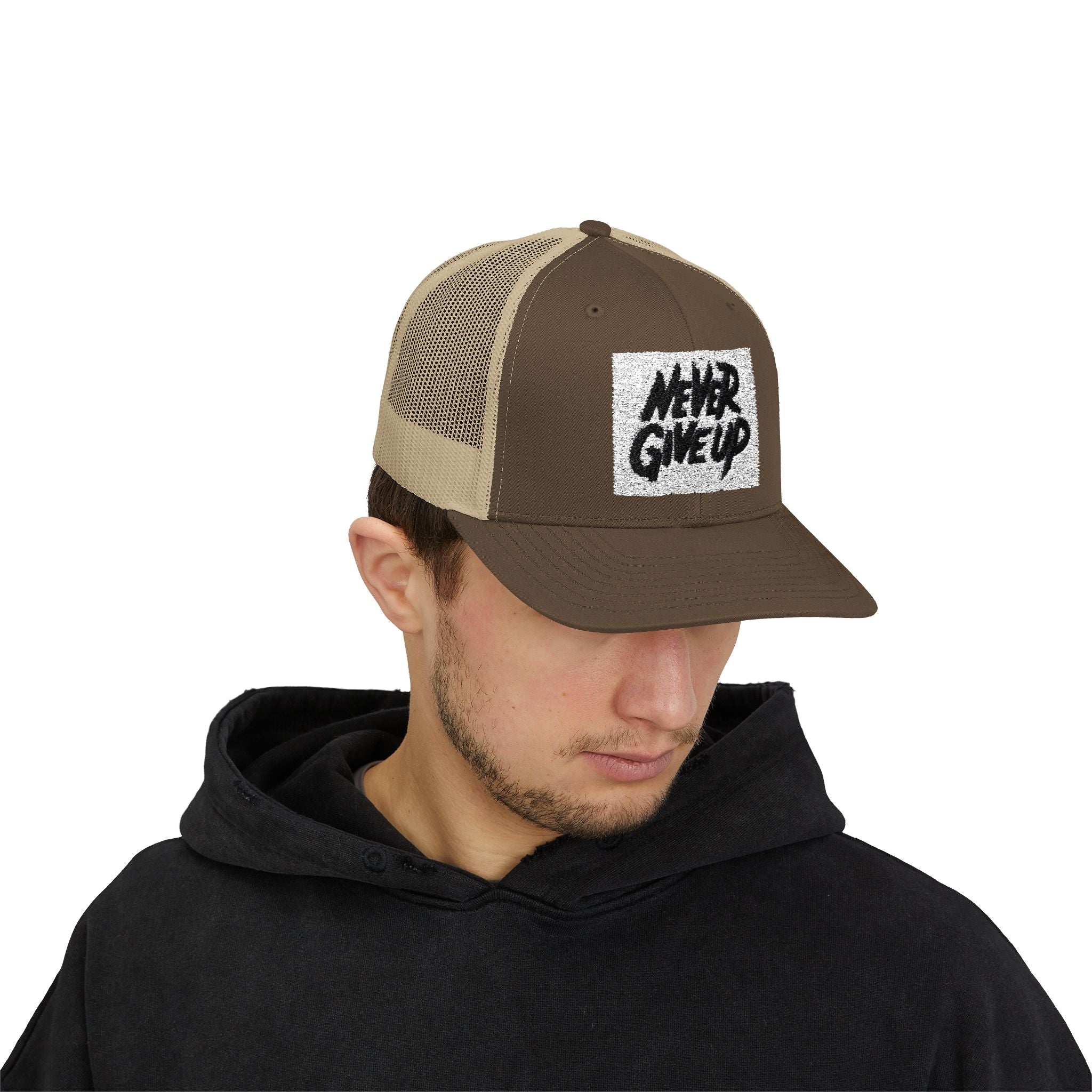 Never Give Up Snapback Trucker Cap - Motivational Hat for Everyday Inspiration