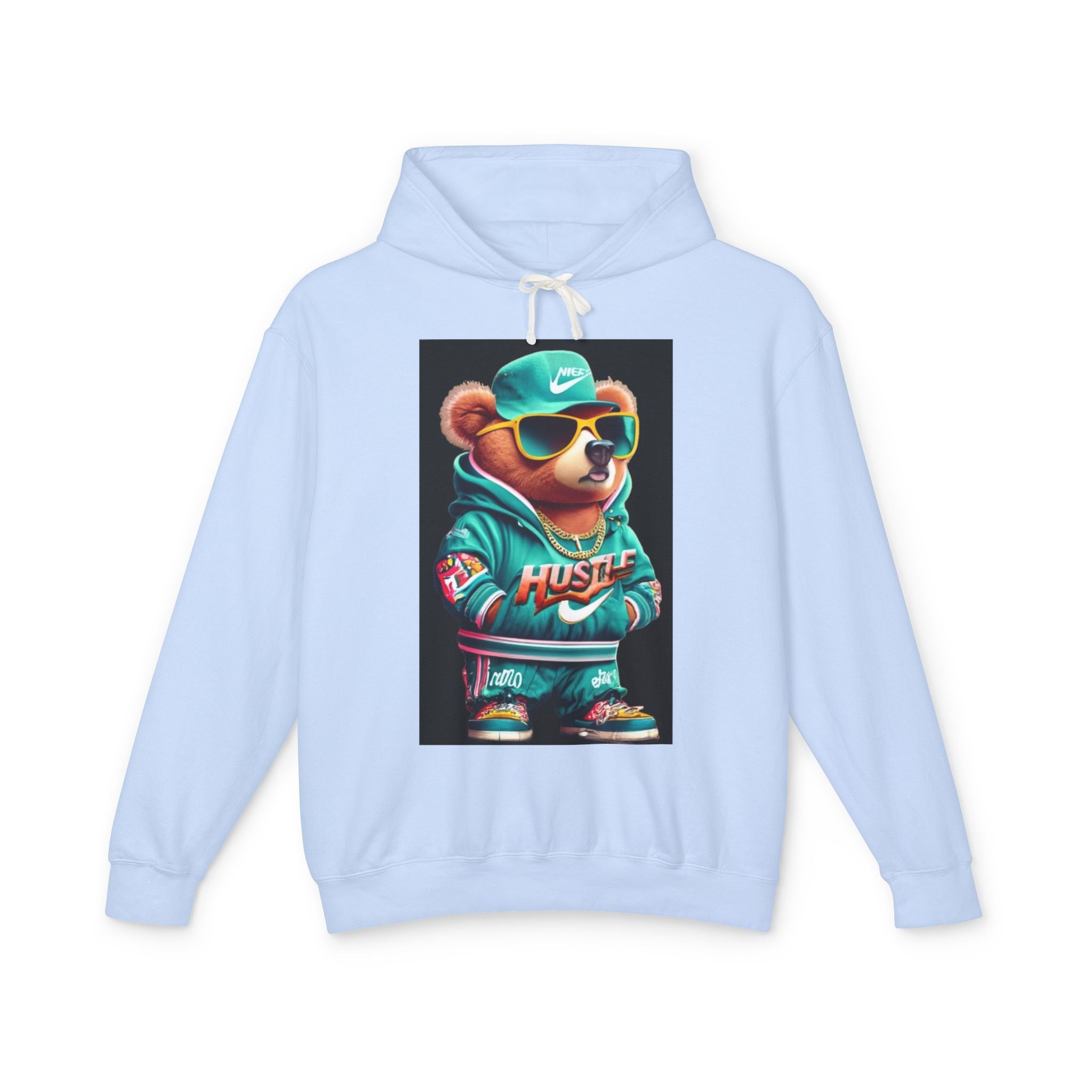 Hustle Bear Hoodie - Unisex Lightweight Sweatshirt, Perfect for Casual Wear, Gifts for Motivators, Birthday Attire, Streetwear Fashion