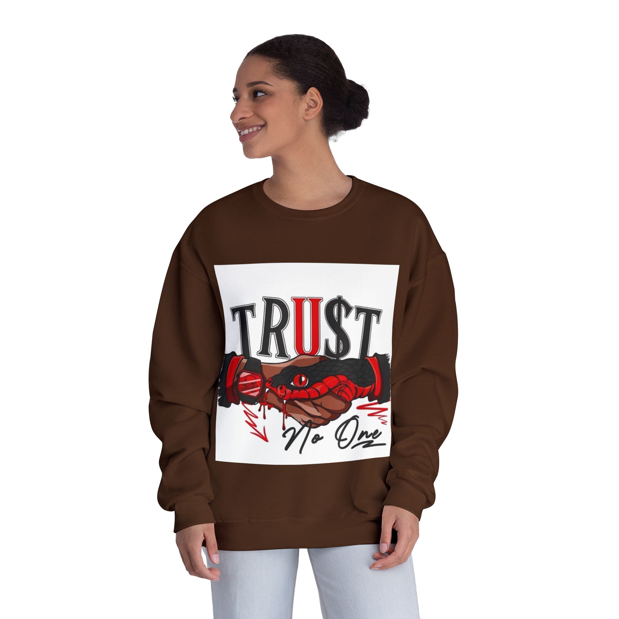 Trust No One Crewneck Sweatshirt - Unisex Graphic Pullover