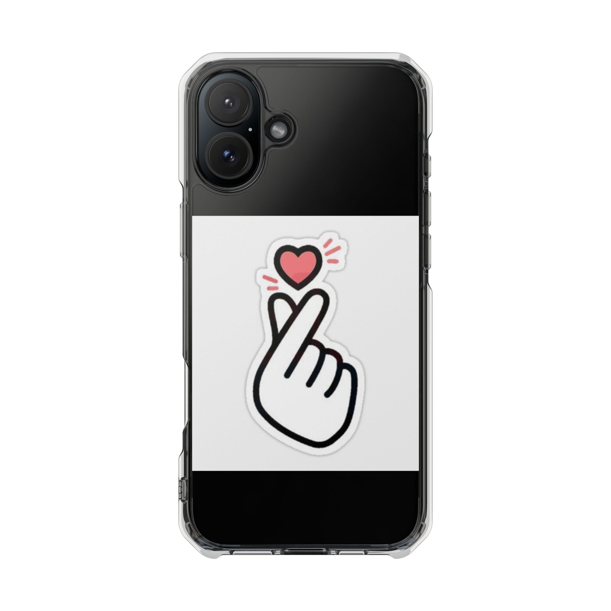 Magnetic Clear Phone Case - Heart Gesture Design