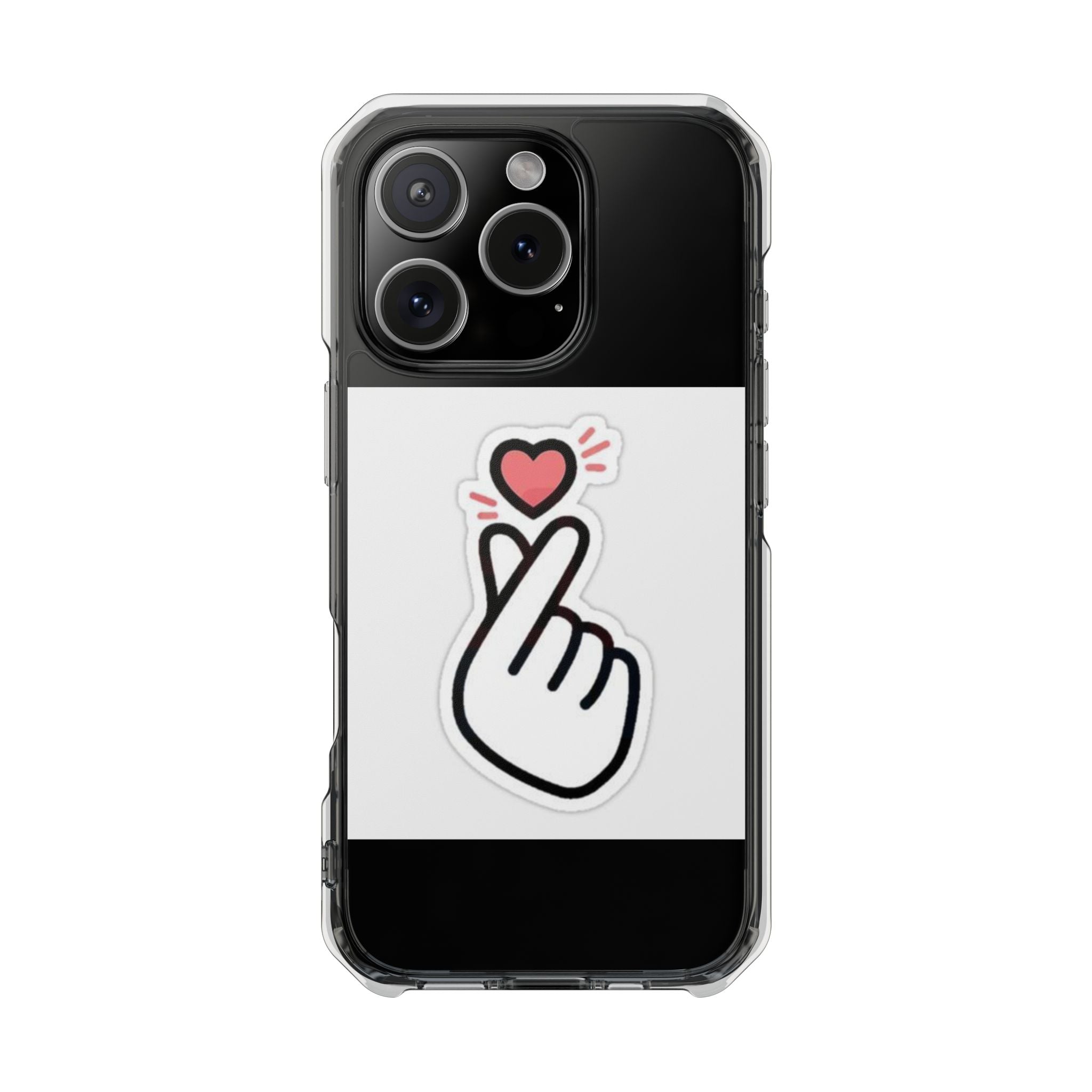 Magnetic Clear Phone Case - Heart Gesture Design