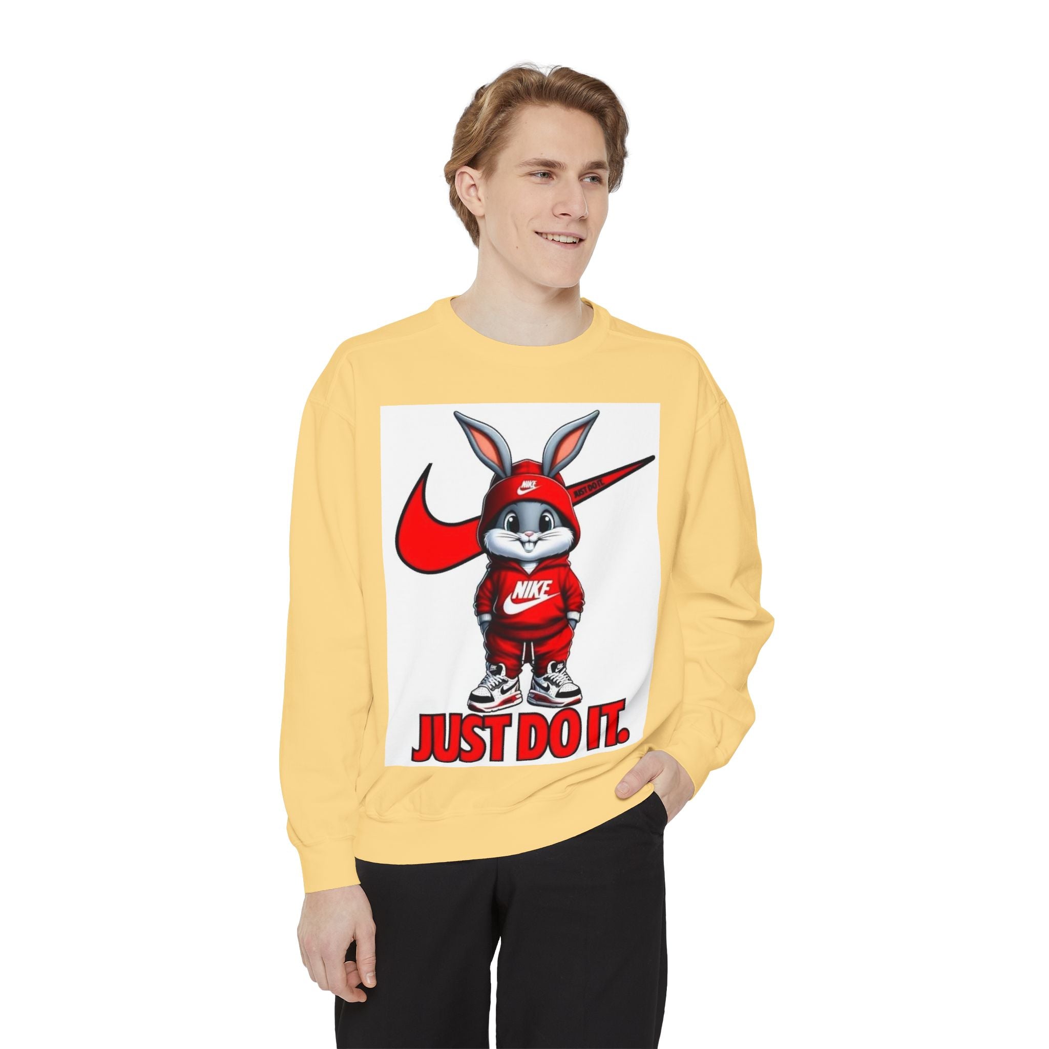 Trendy Cartoon Bunny Sweatshirt - Just Do It!