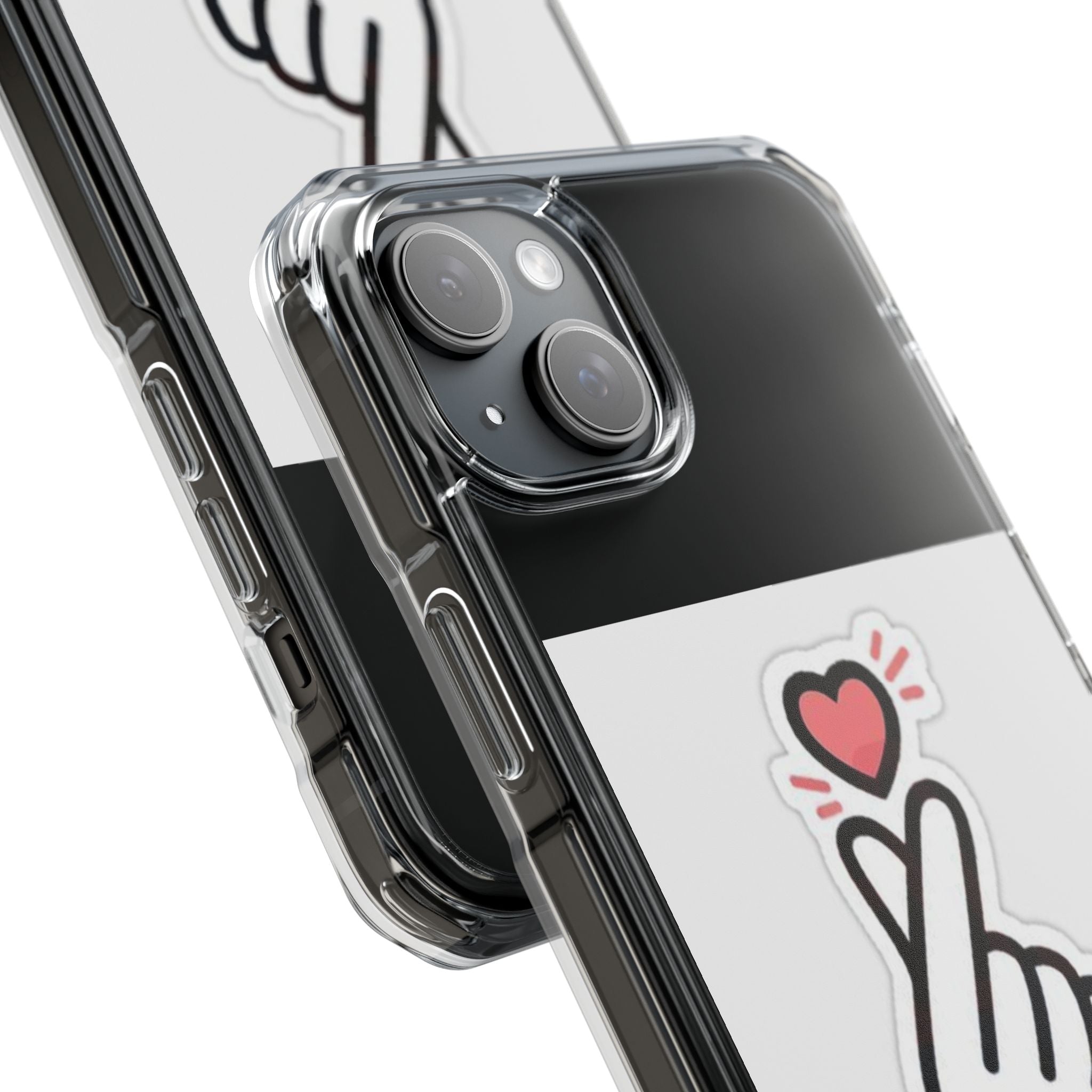Magnetic Clear Phone Case - Heart Gesture Design