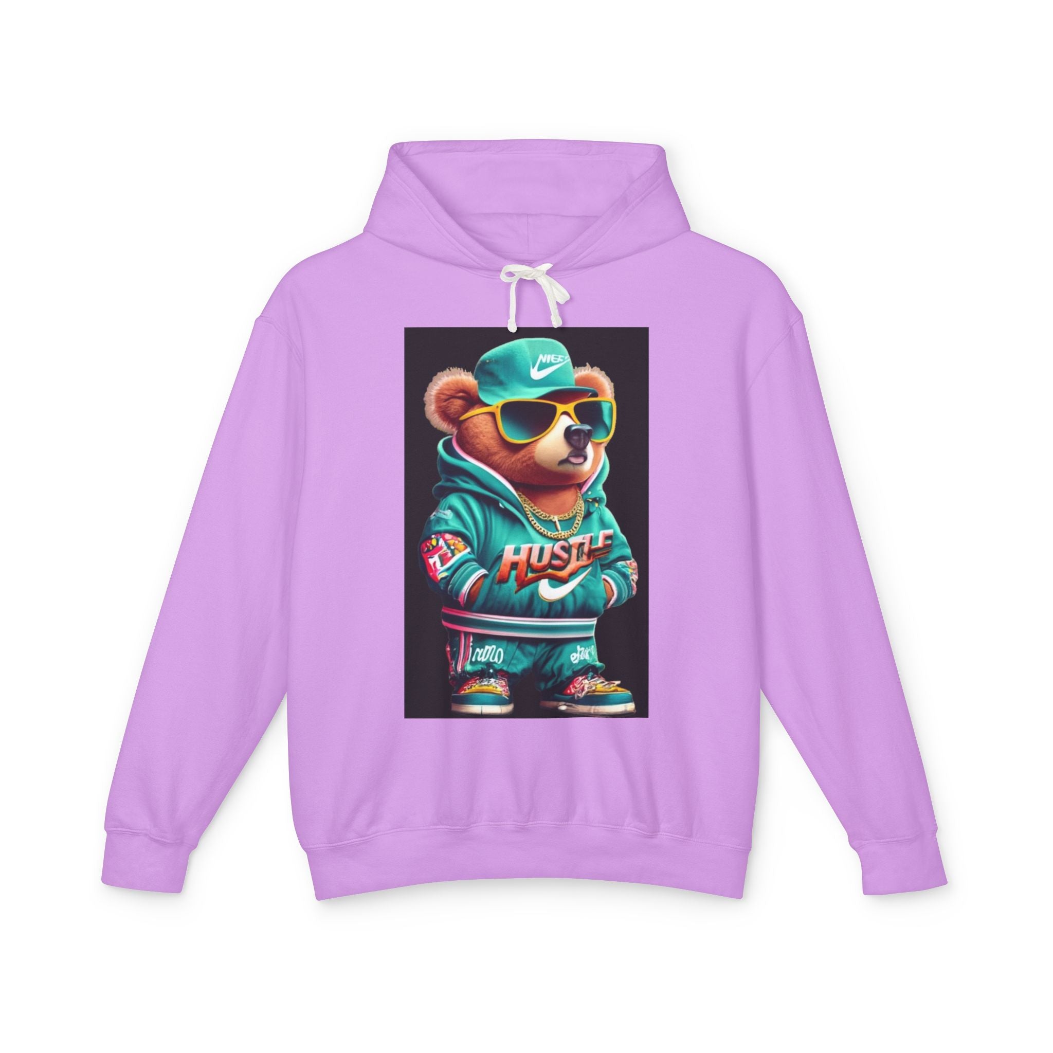 Hustle Bear Hoodie - Unisex Lightweight Sweatshirt, Perfect for Casual Wear, Gifts for Motivators, Birthday Attire, Streetwear Fashion