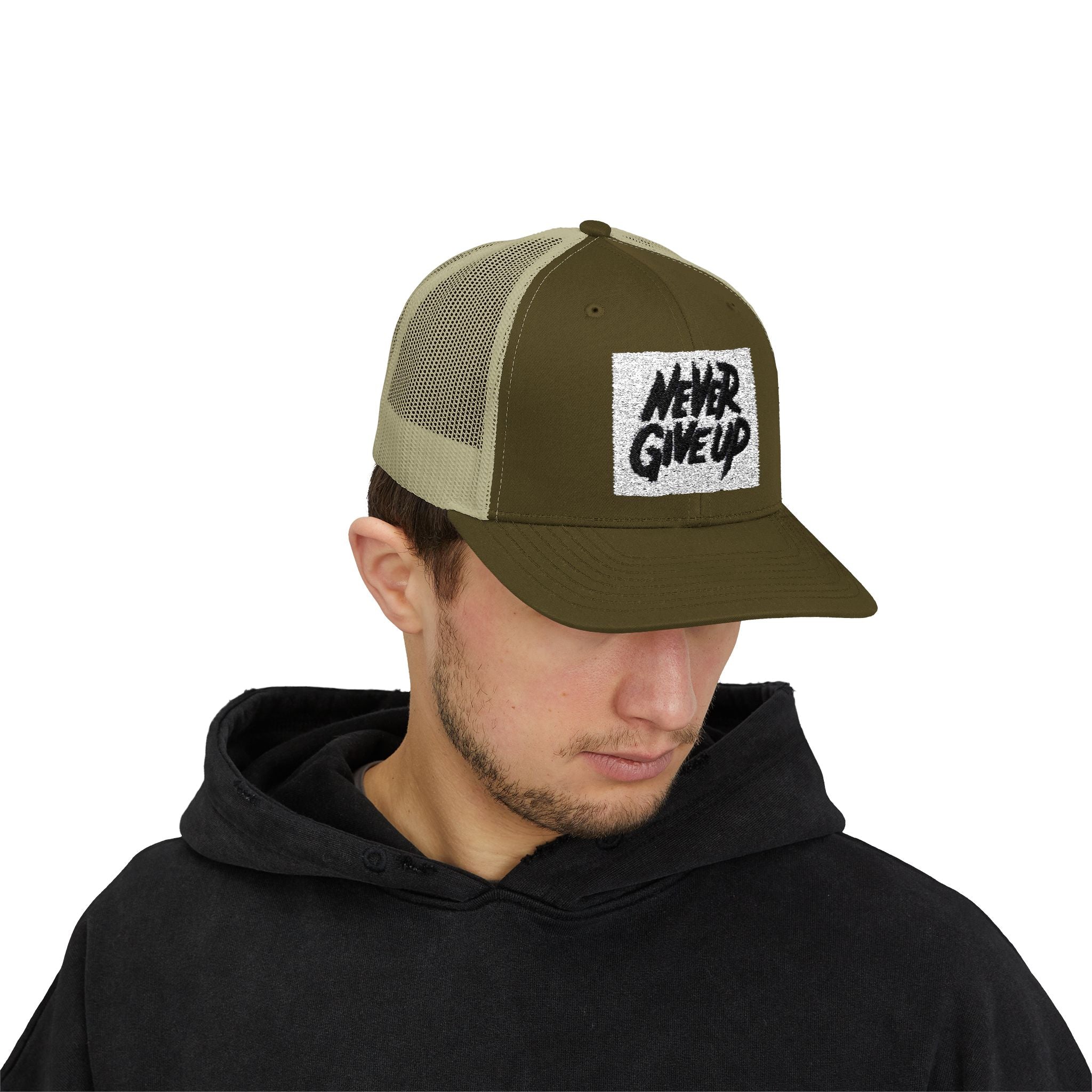 Never Give Up Snapback Trucker Cap - Motivational Hat for Everyday Inspiration