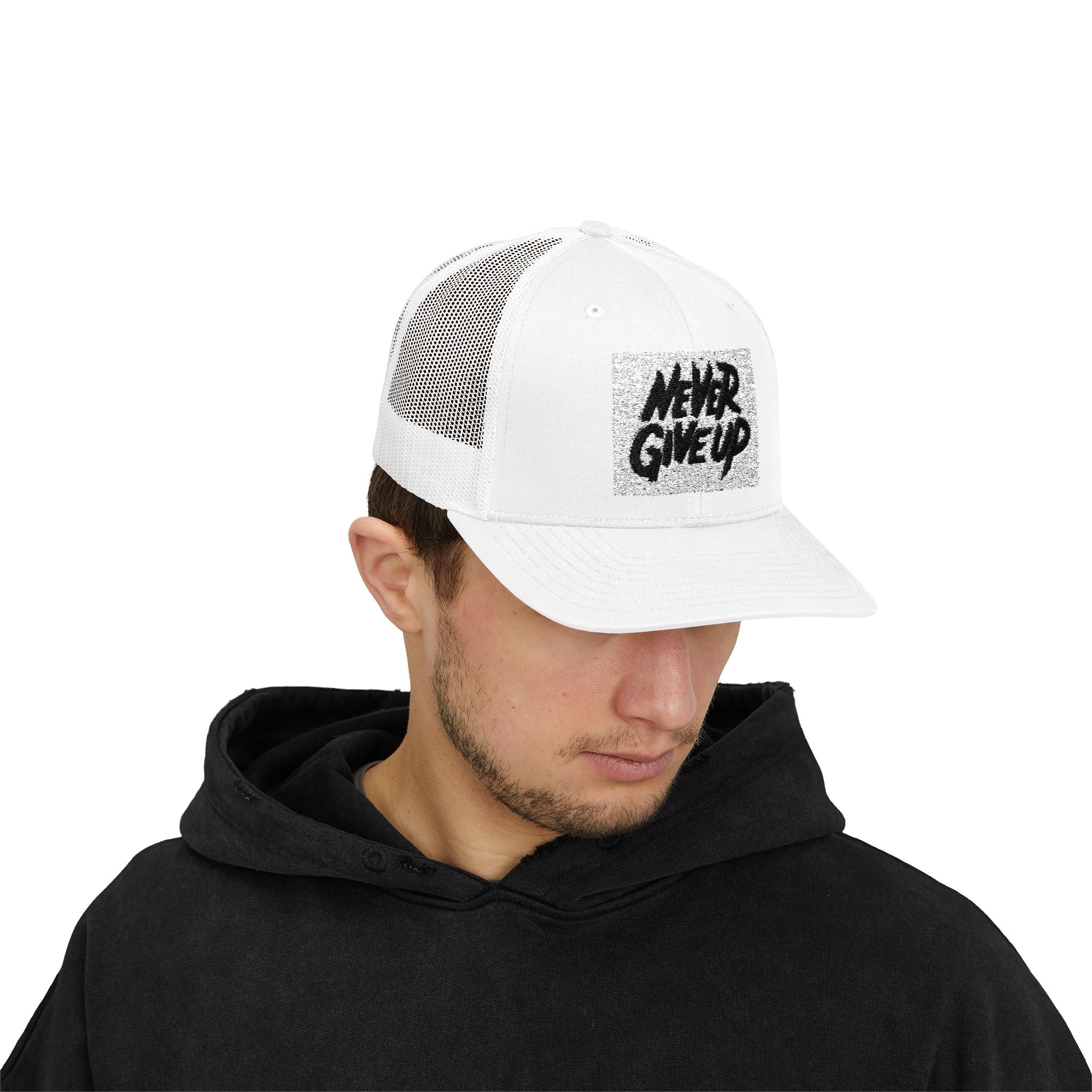 Never Give Up Snapback Trucker Cap - Motivational Hat for Everyday Inspiration
