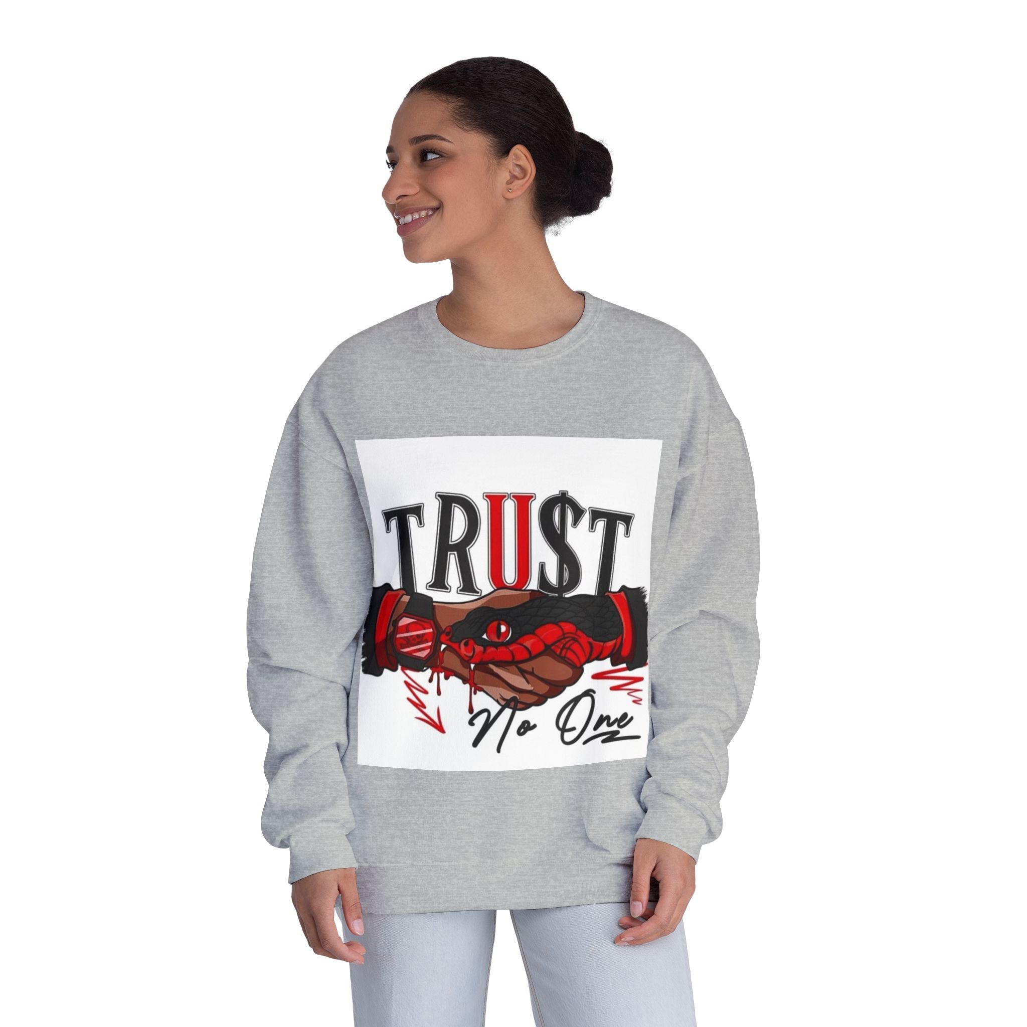 Trust No One Crewneck Sweatshirt - Unisex Graphic Pullover