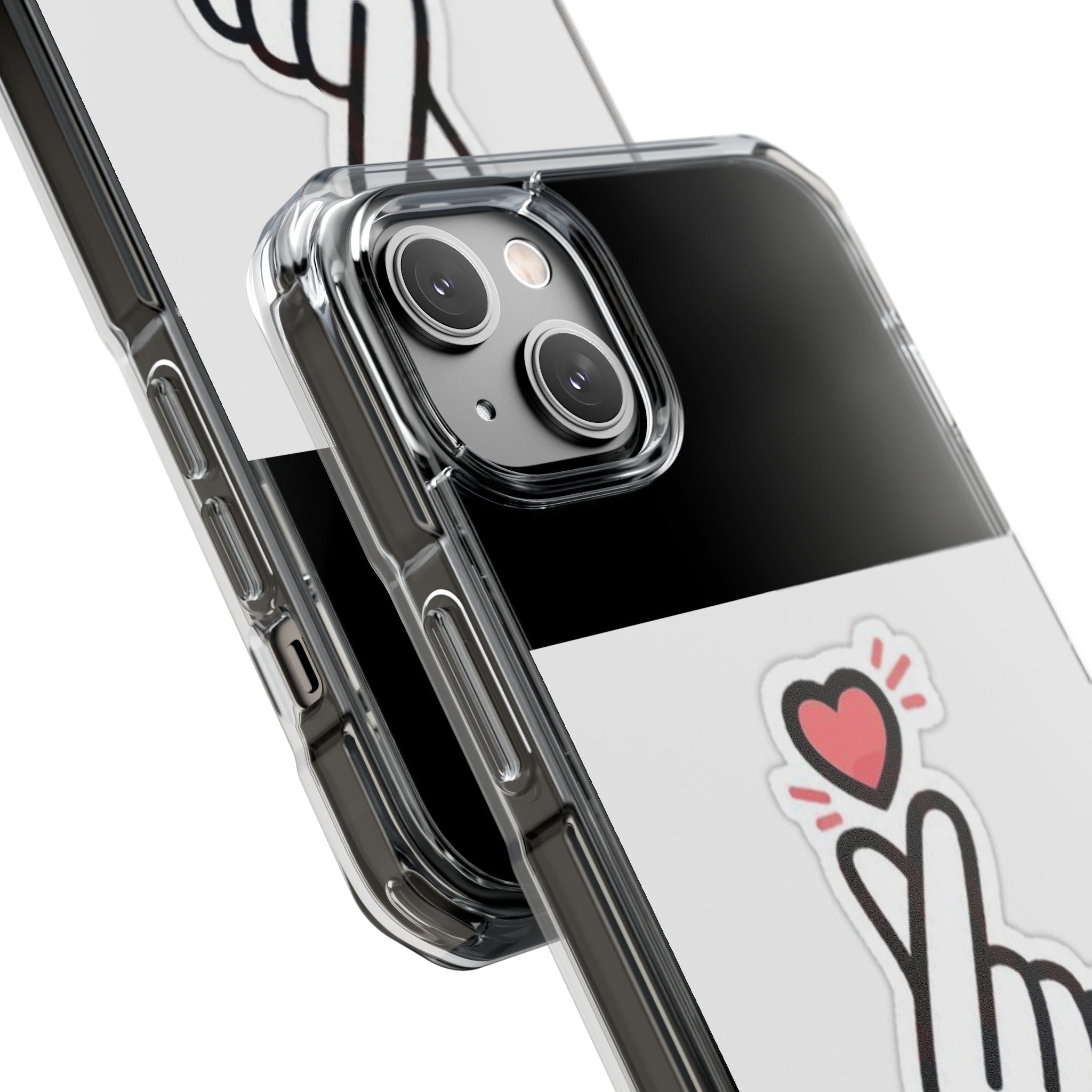 Magnetic Clear Phone Case - Heart Gesture Design