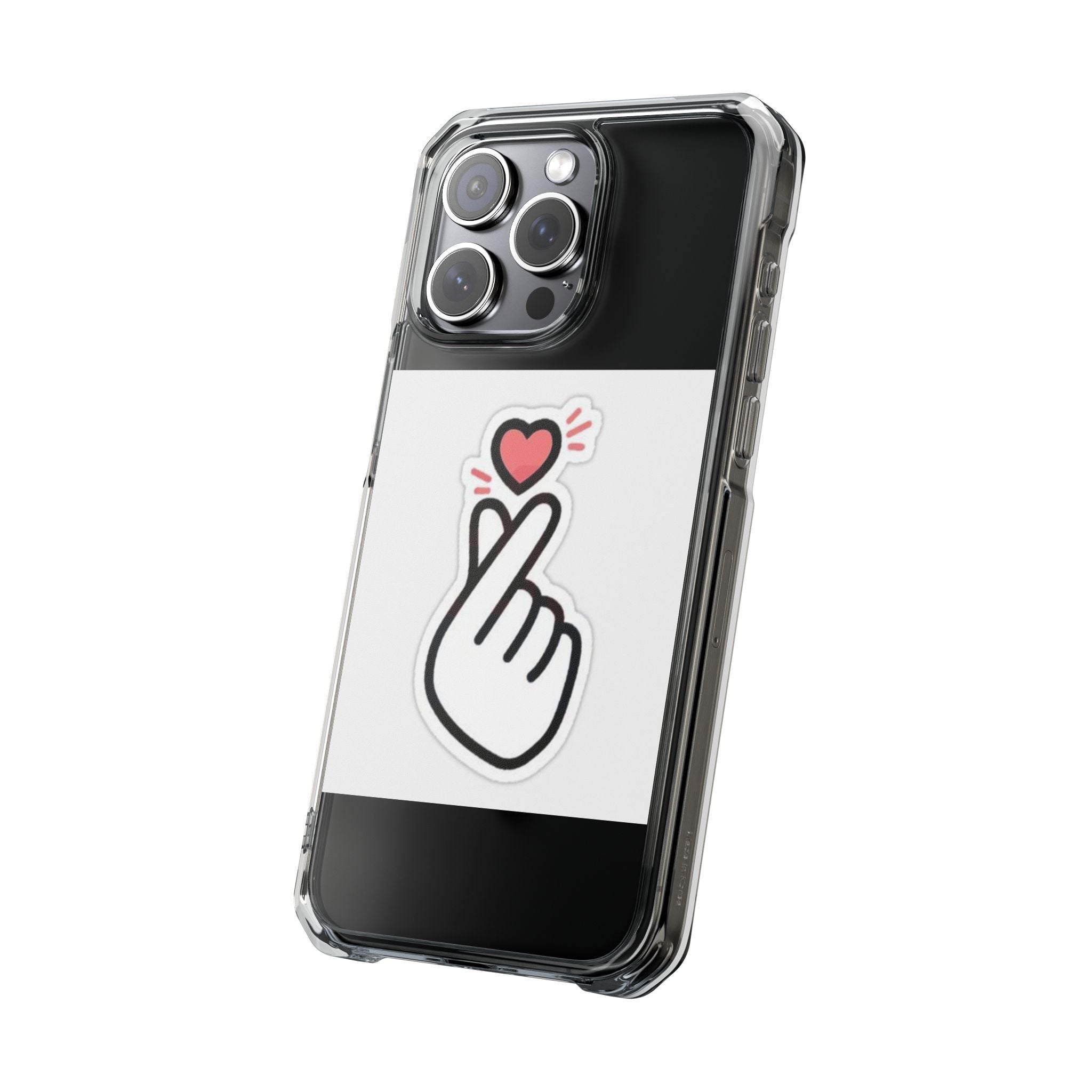 Magnetic Clear Phone Case - Heart Gesture Design