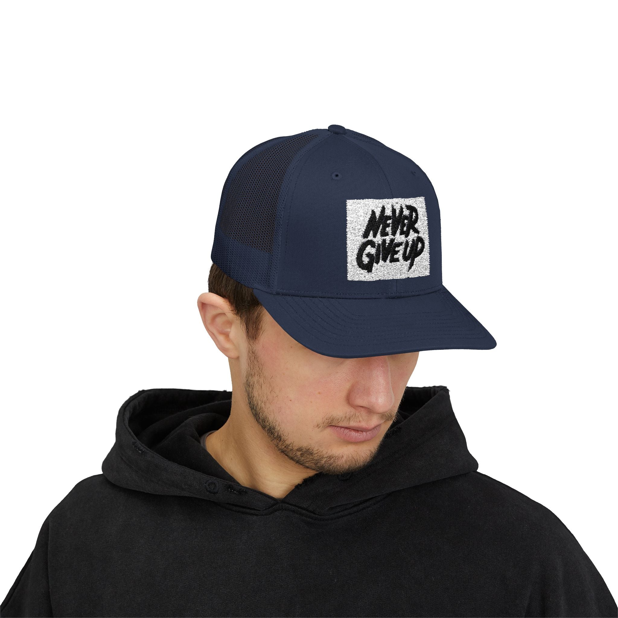 Never Give Up Snapback Trucker Cap - Motivational Hat for Everyday Inspiration