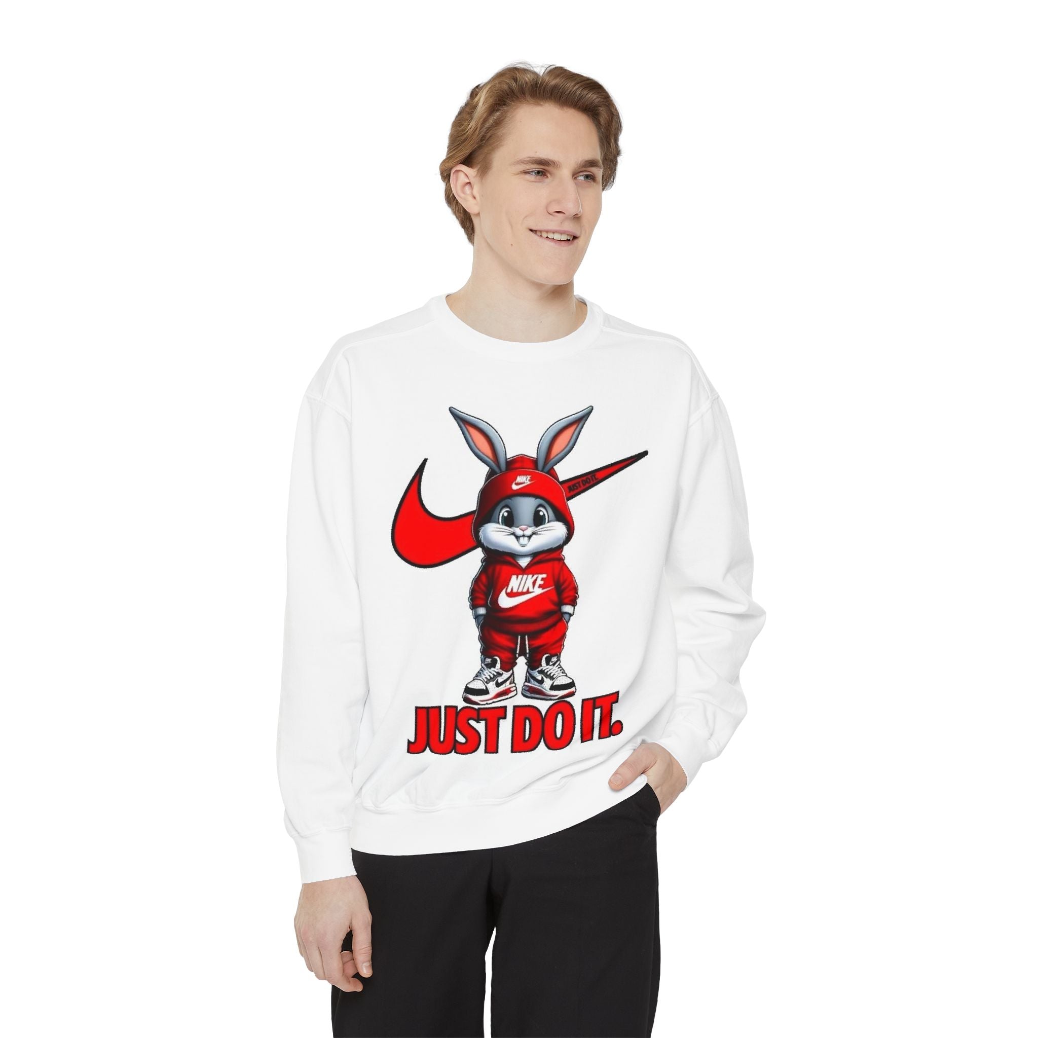 Trendy Cartoon Bunny Sweatshirt - Just Do It!