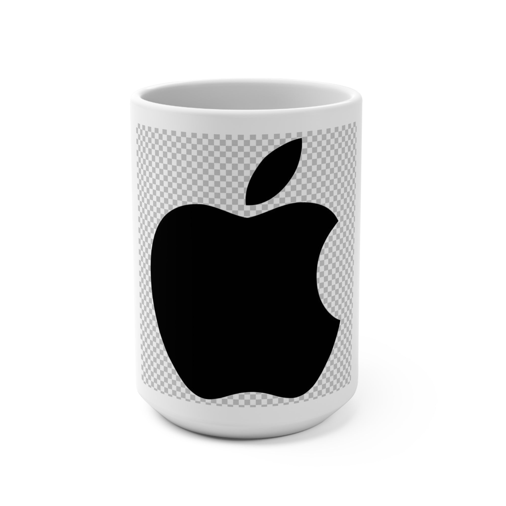 Sleek Black Apple Logo Coffee Mug 15oz - Perfect for Tech Lovers