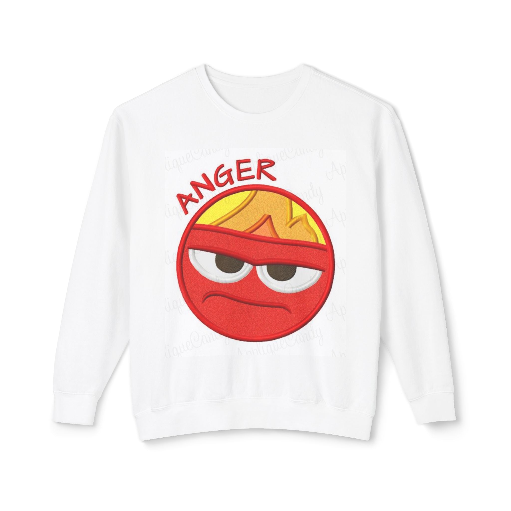 Anger Emoji Unisex Lightweight Crewneck Sweatshirt - Fun and Comfortable Casual Wear