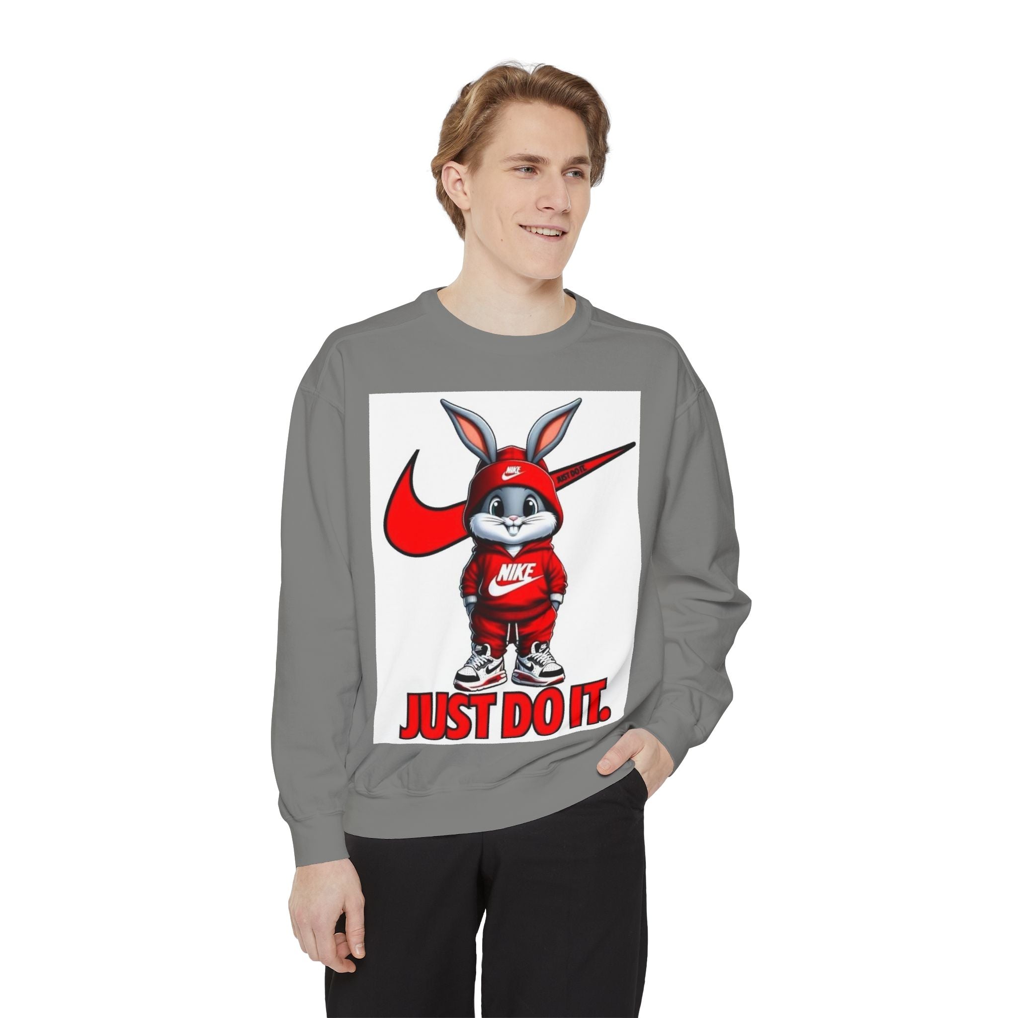 Trendy Cartoon Bunny Sweatshirt - Just Do It!