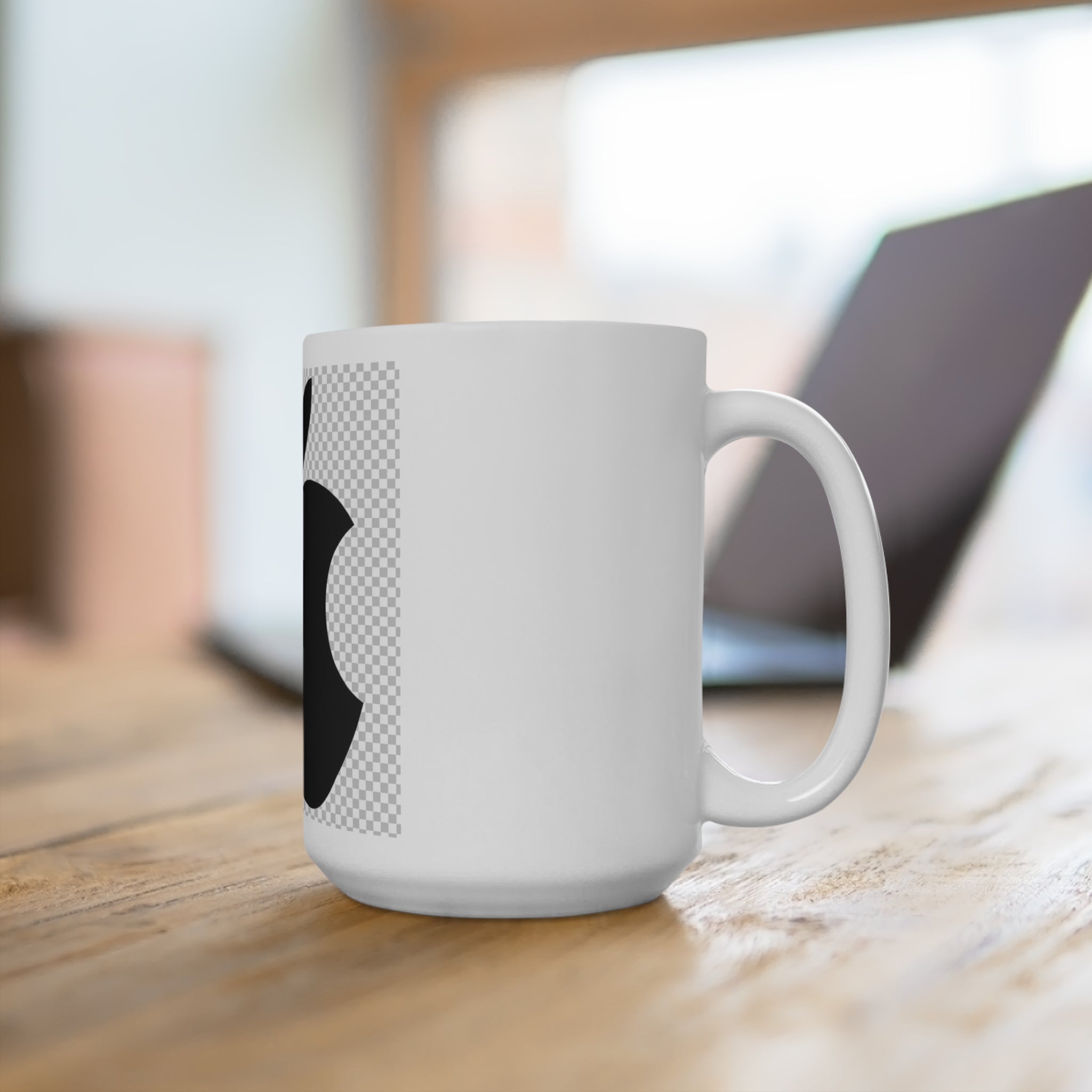 Sleek Black Apple Logo Coffee Mug 15oz - Perfect for Tech Lovers